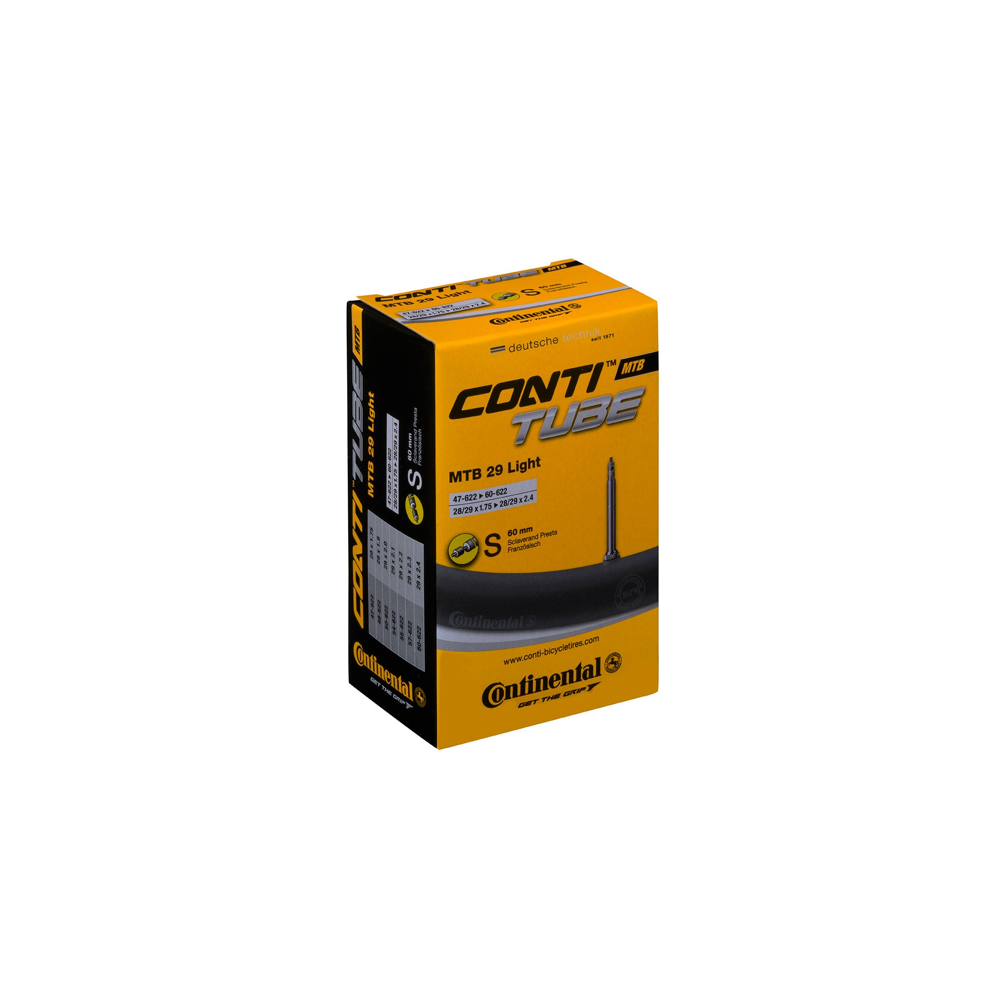 Continental MTB Tube Light  | Power2Cycle Presta 60mm Valve | Power2Cycle BLACK 29X1.75 | Power2Cycle2.50"