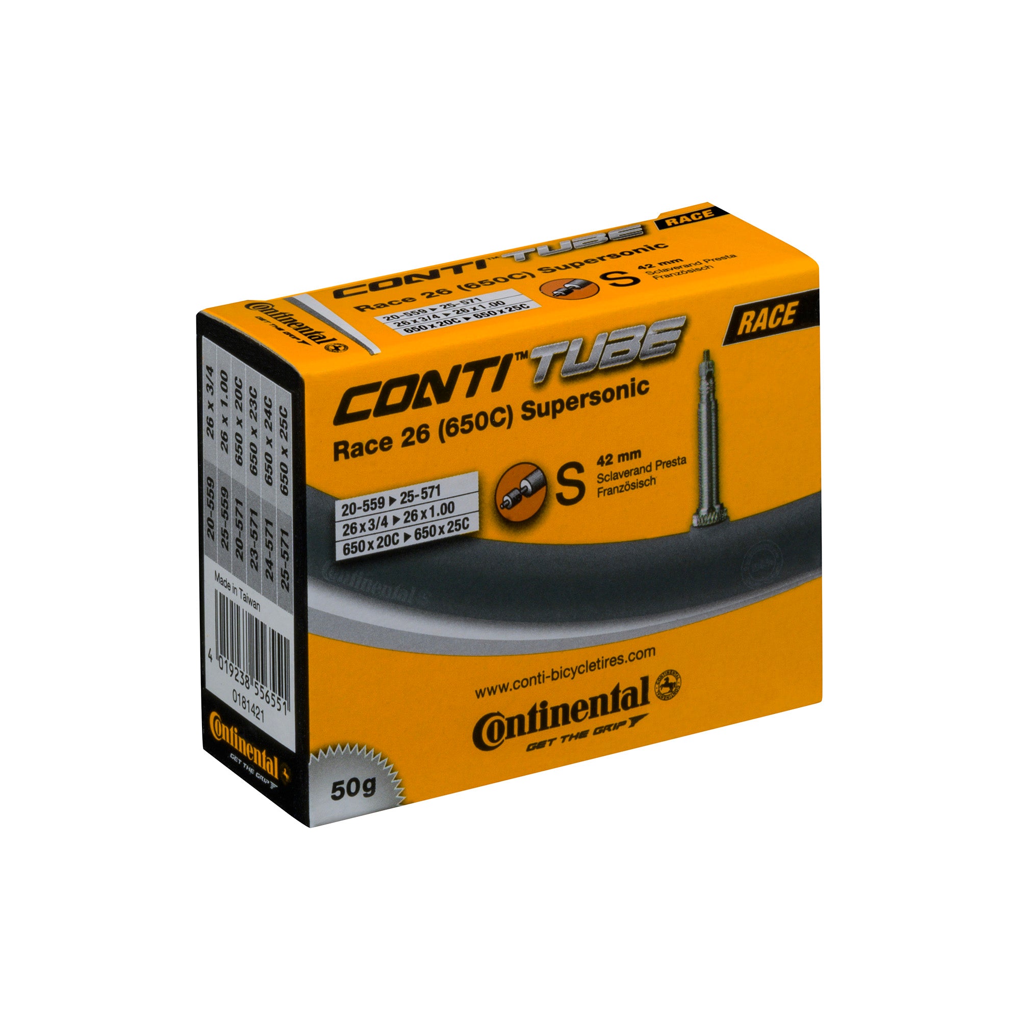 Continental Race Tube Supersonic  | Power2Cycle Presta 42mm Valve | Power2Cycle BLACK