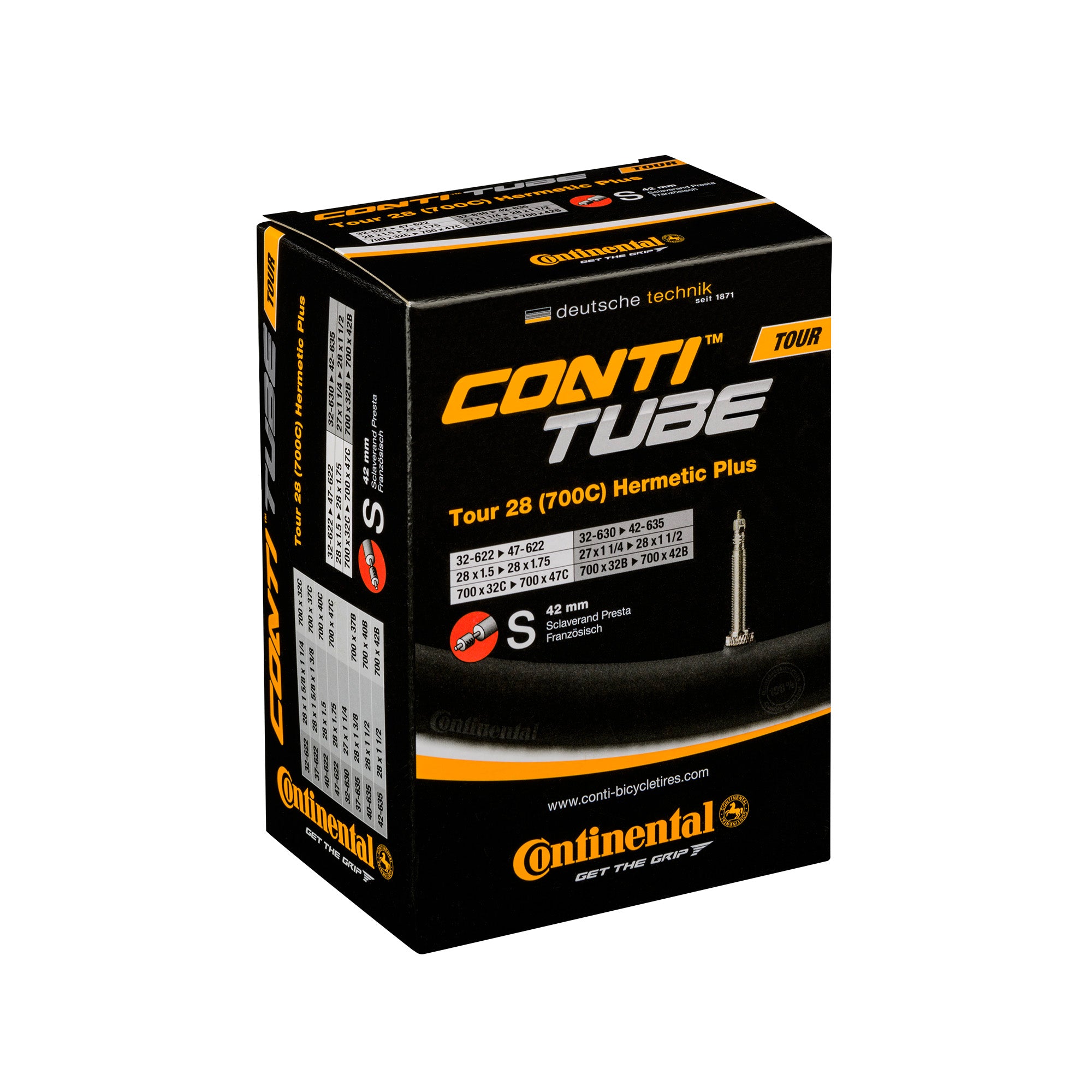 Continental Tour Tube Hermetic Plus  | Power2Cycle Presta 42mm Valve | Power2Cycle BLACK