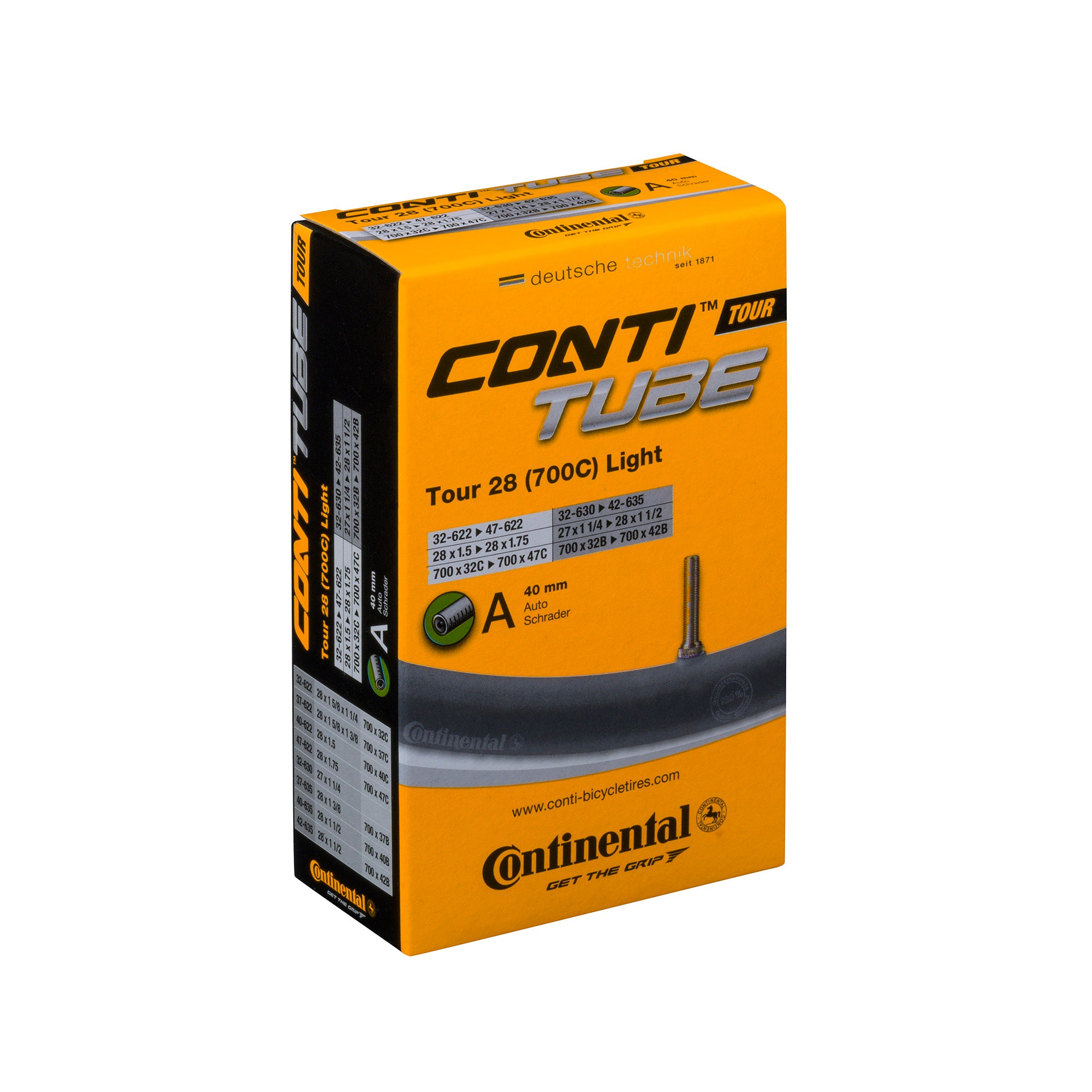 Continental Tour Tube Light  | Power2Cycle Schrader 40mm Valve | Power2Cycle BLACK 700X32 | Power2Cycle47C