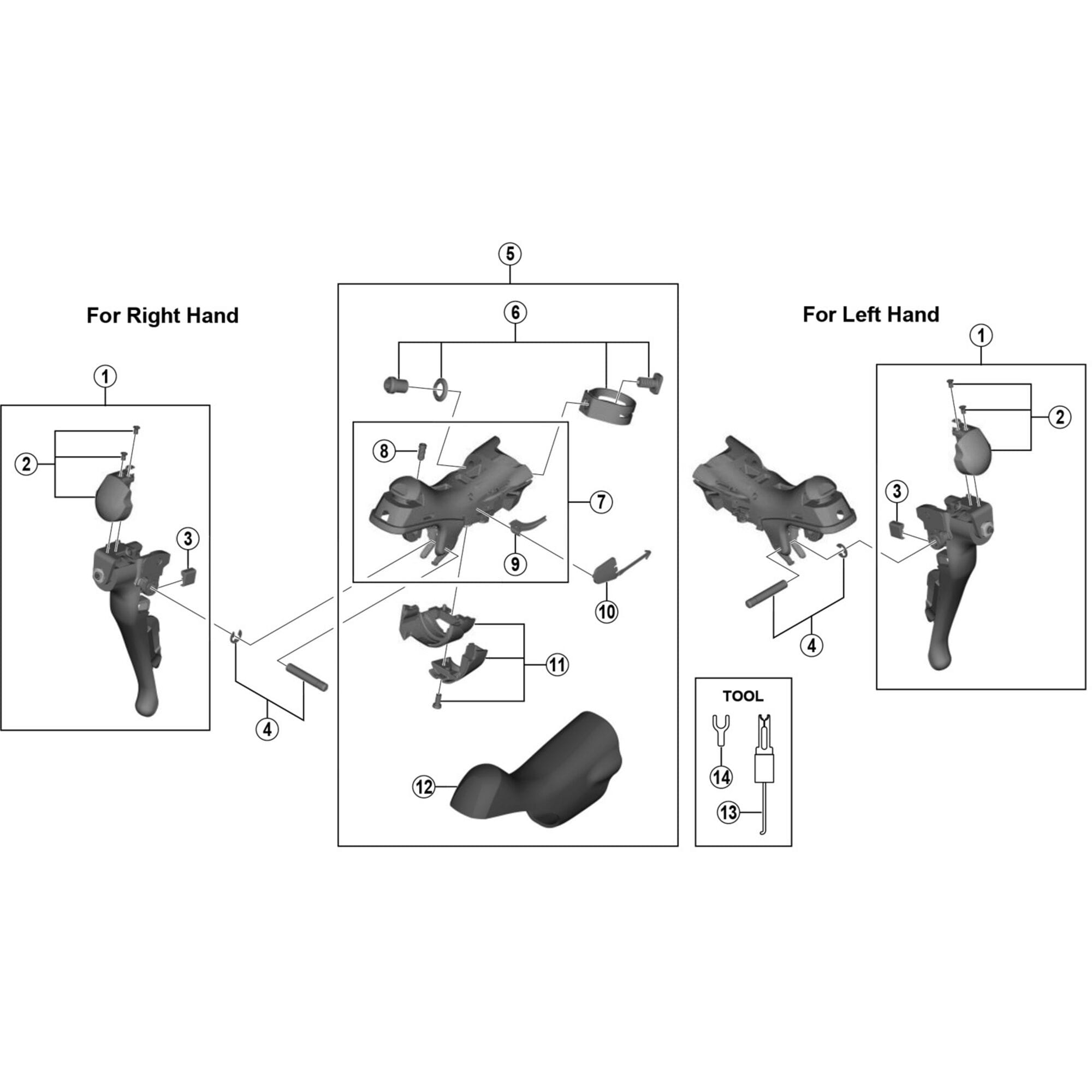 Shimano Spares 5800 left hand main lever assembly, silver