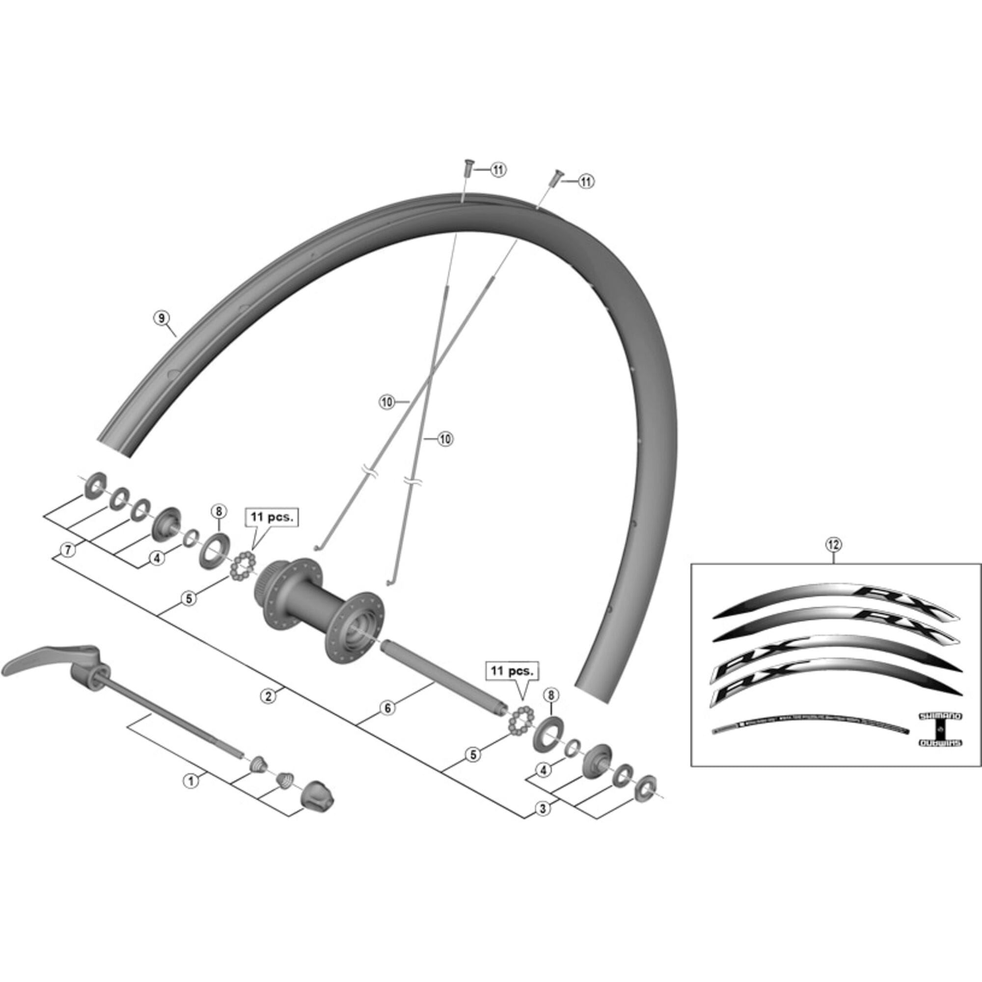 Shimano Spares F complete quick release, 133 mm