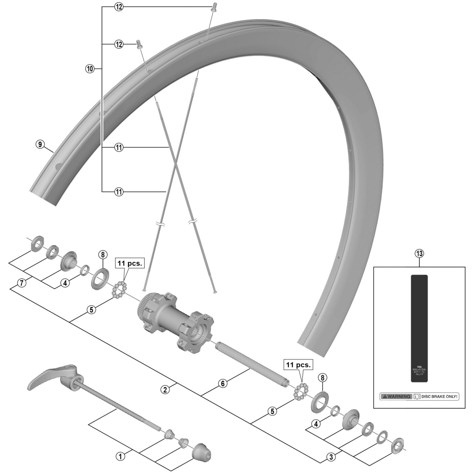 Shimano Spares F Complete quick release, 133 mm