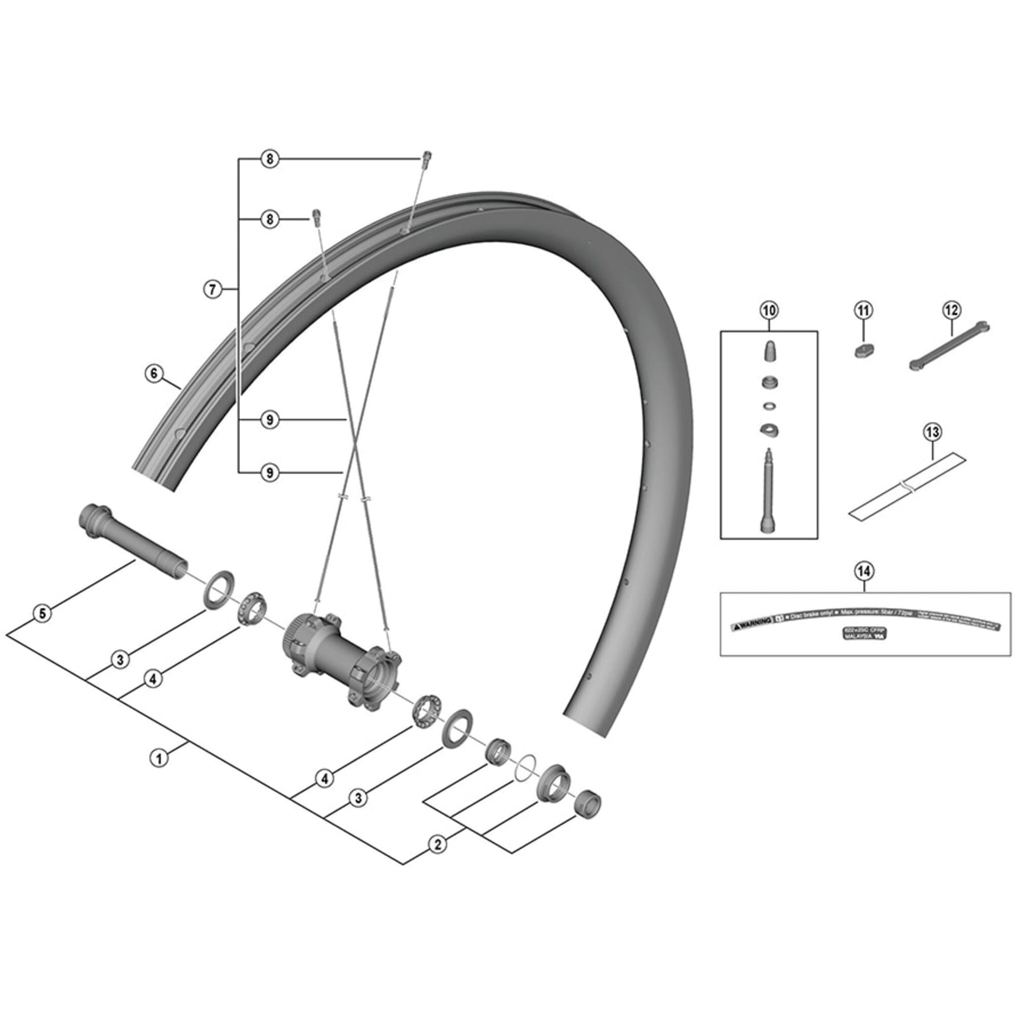 Shimano Spares F12 complete hub axle, 100 mm