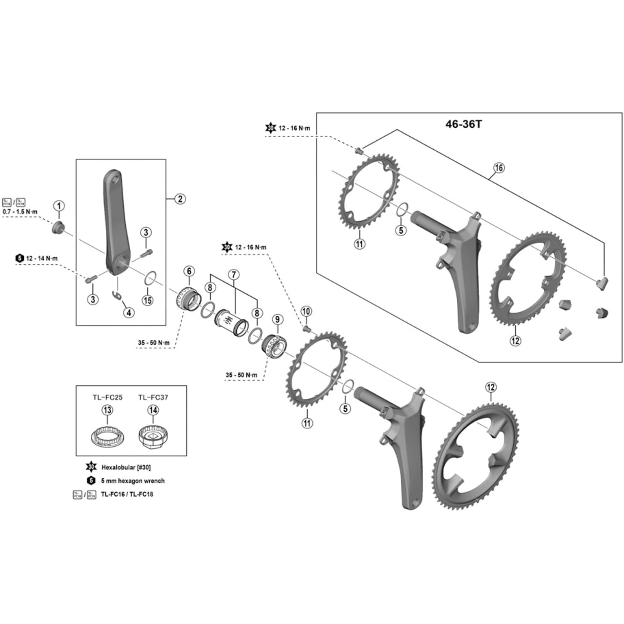 Shimano Spares R8100 fixing bolt and cover set, M8 x 10.1 mm, for 46 | Power2Cycle36T