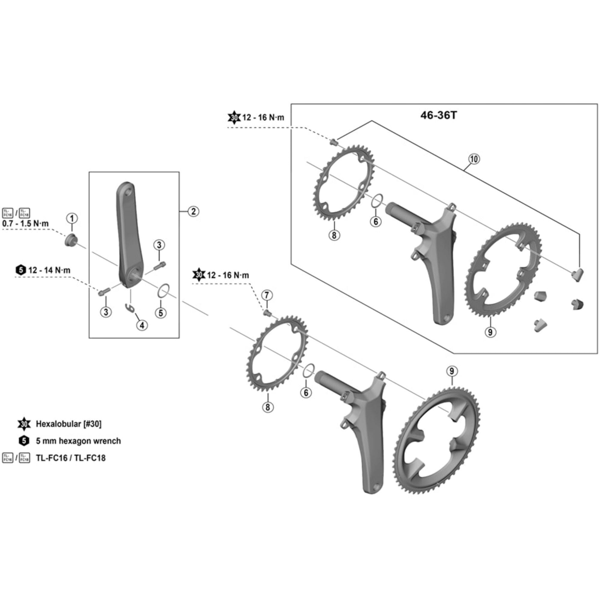 Shimano Spares 08 fixing bolt and nut set, M8 x 10.1 mm, for 46 | Power2Cycle36T