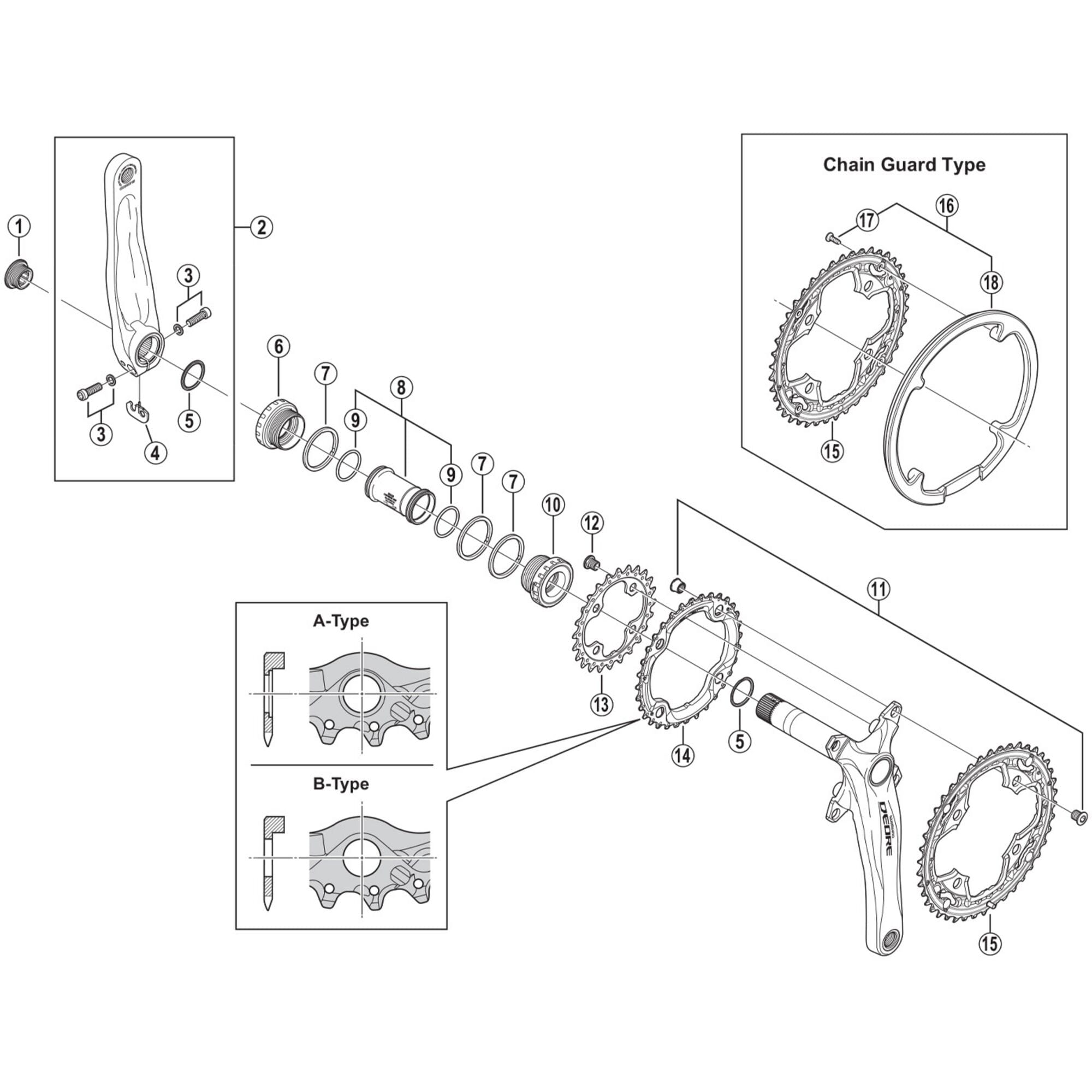 Shimano Spares M590 double gear fixing bolts and nuts, M8 x 8.5 mm