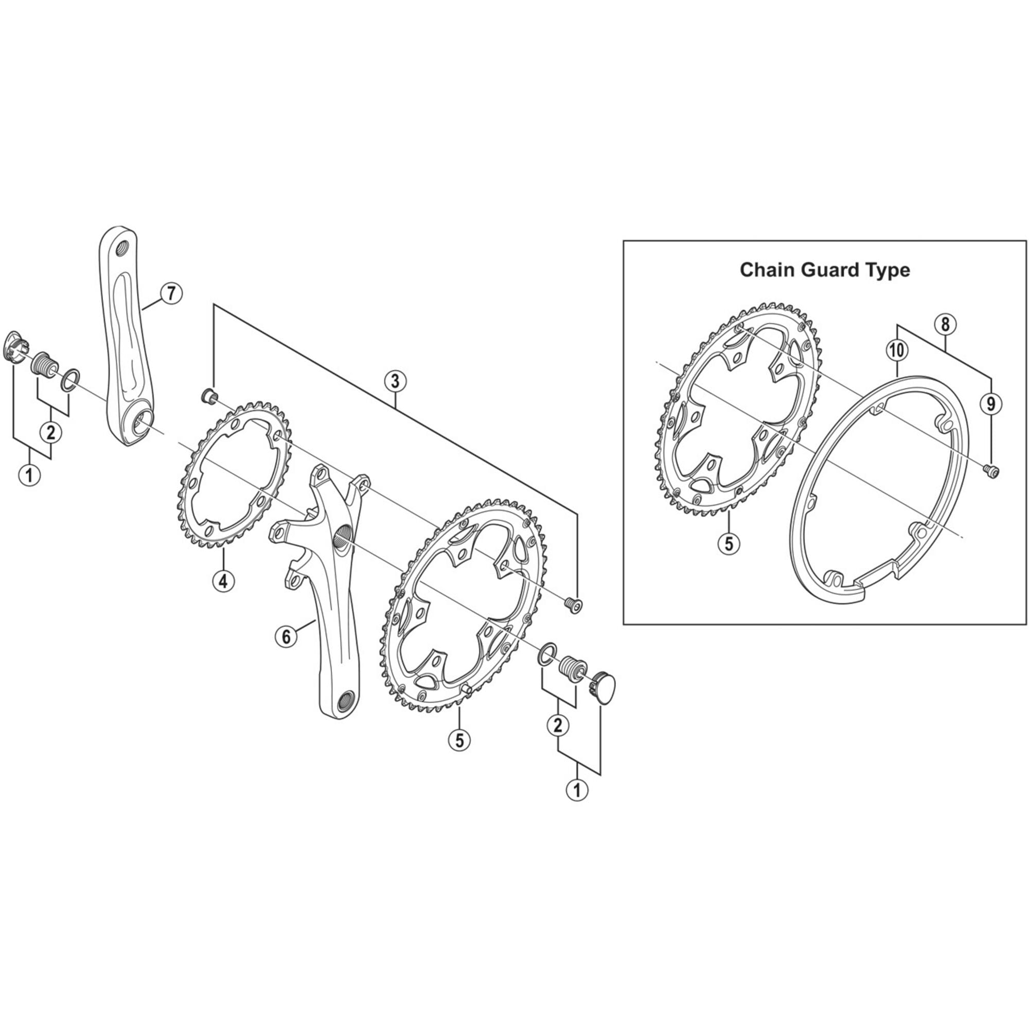 Shimano Spares 2450 50T chain guard and fixing bolts, silver
