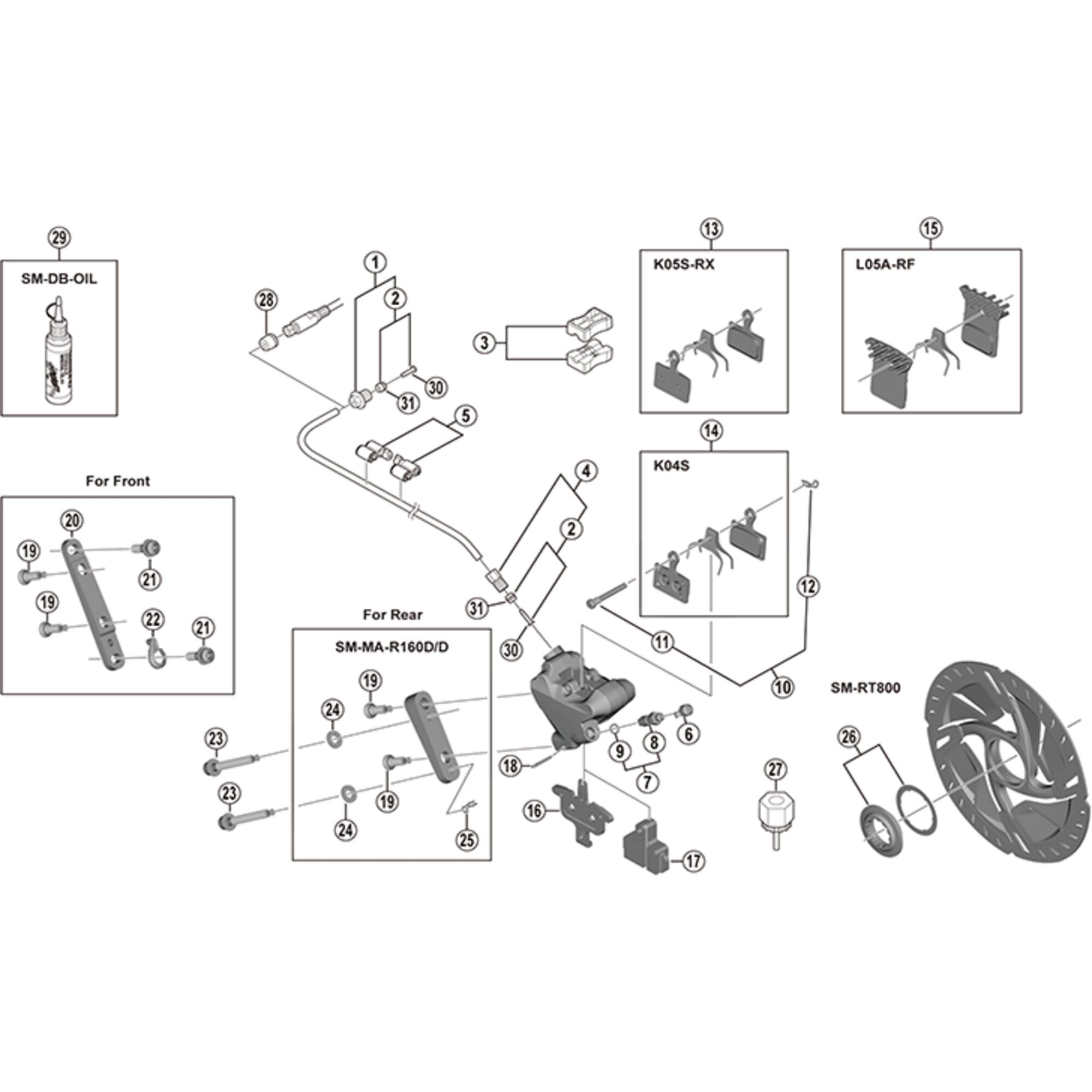 Shimano Spares M9000 pad axle and snap retainer