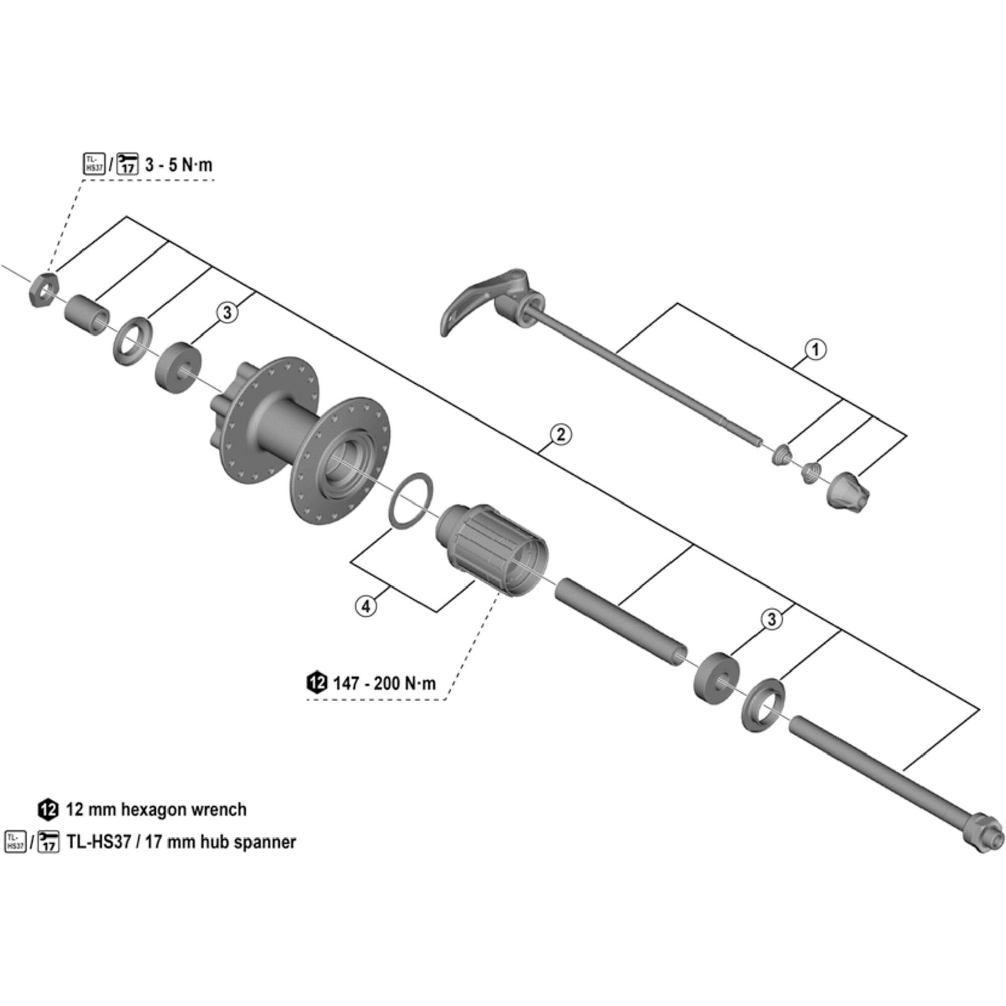 Shimano Spares M4050 complete quick release, 173 mm
