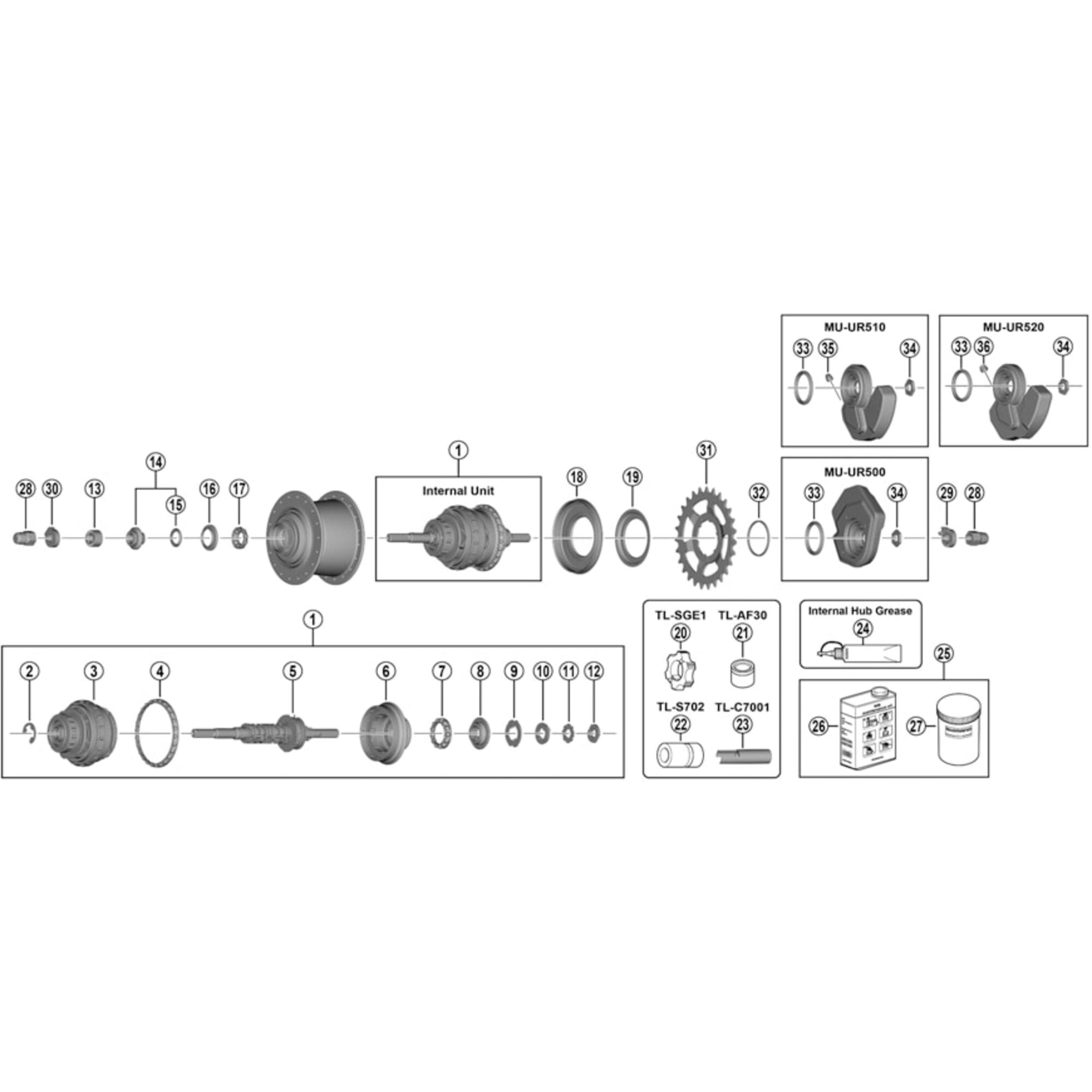 Shimano Spares 8 Alfine left hand cone with dust cap and seal ring