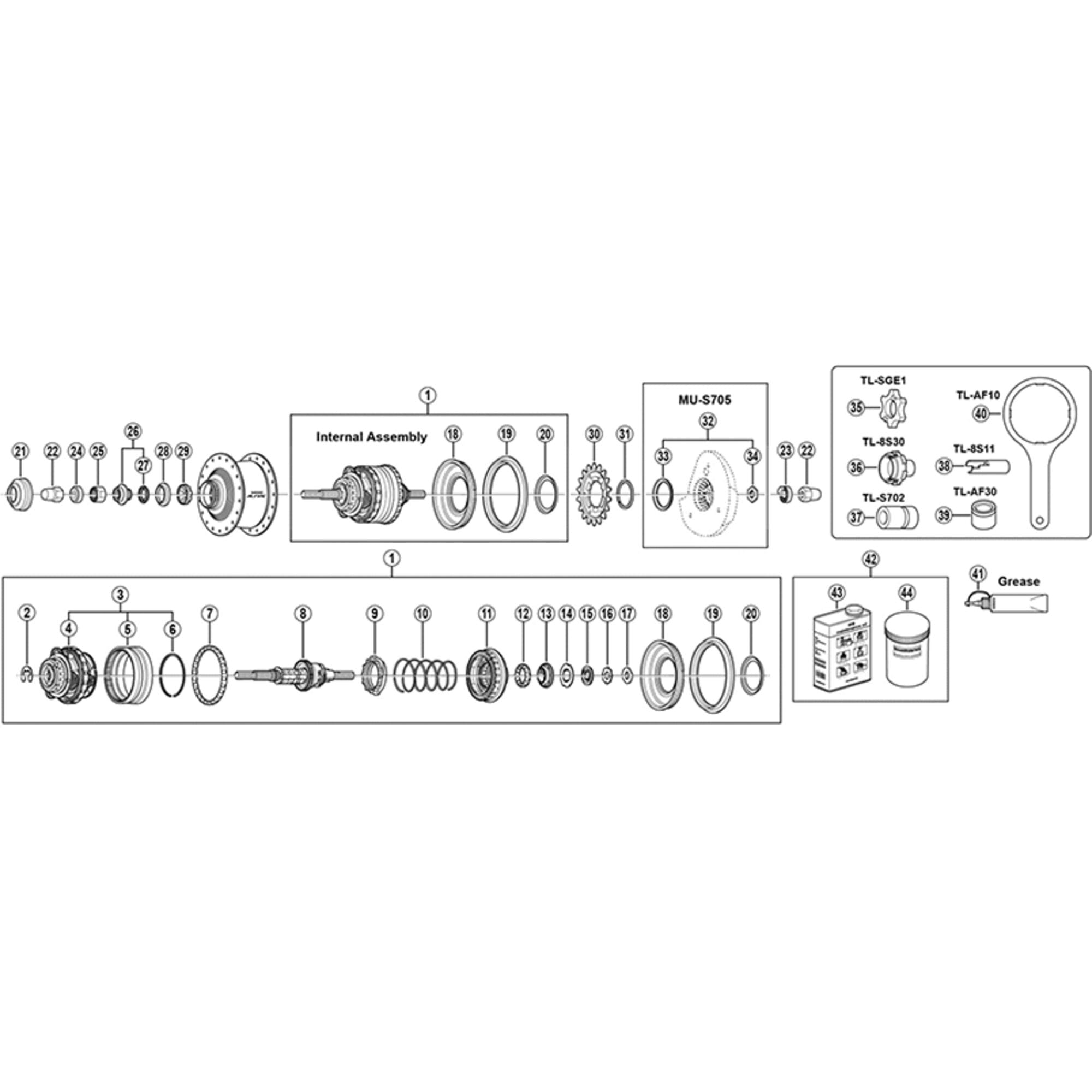 Shimano Spares 505 Internal assembly