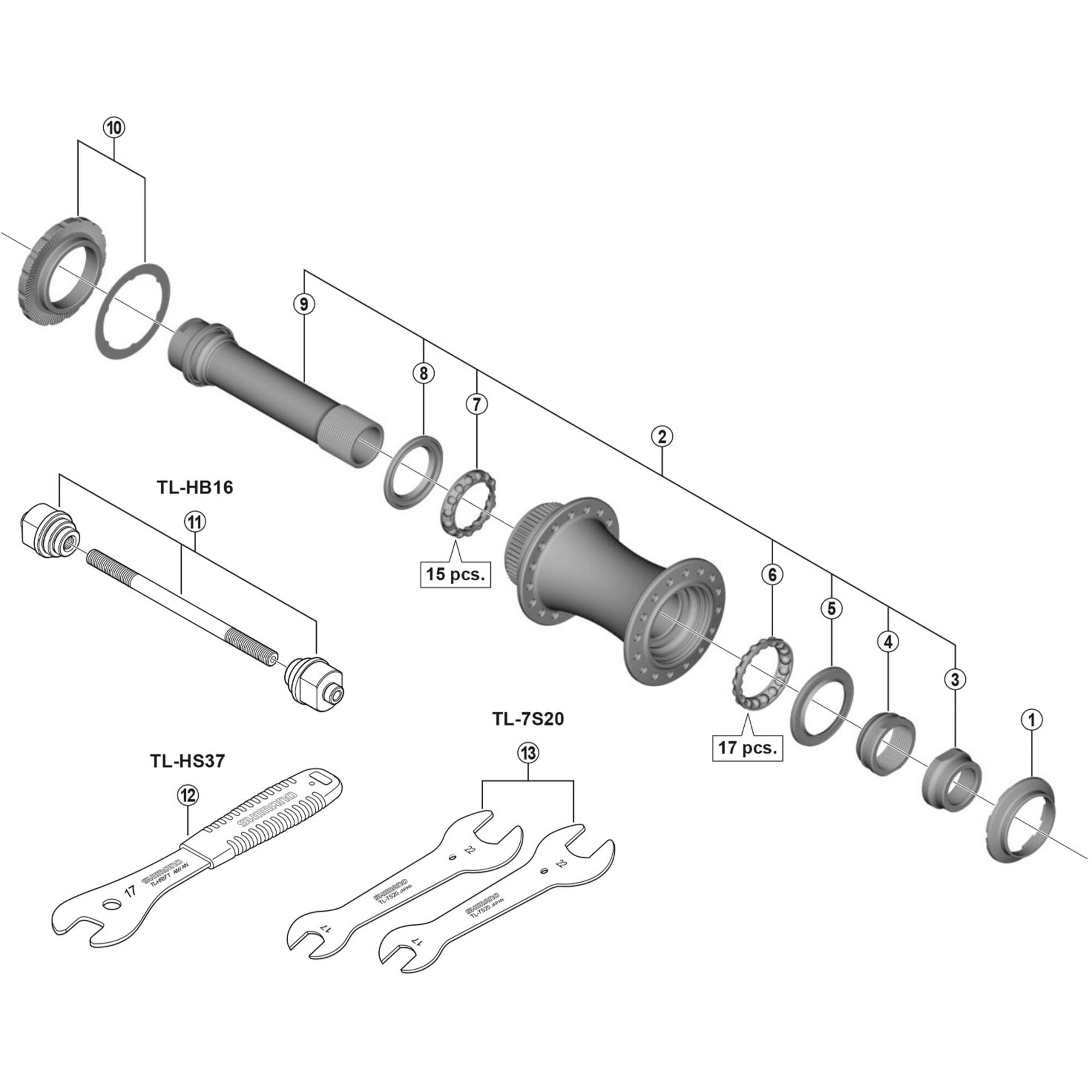 Shimano Spares B hub axle, 110 mm