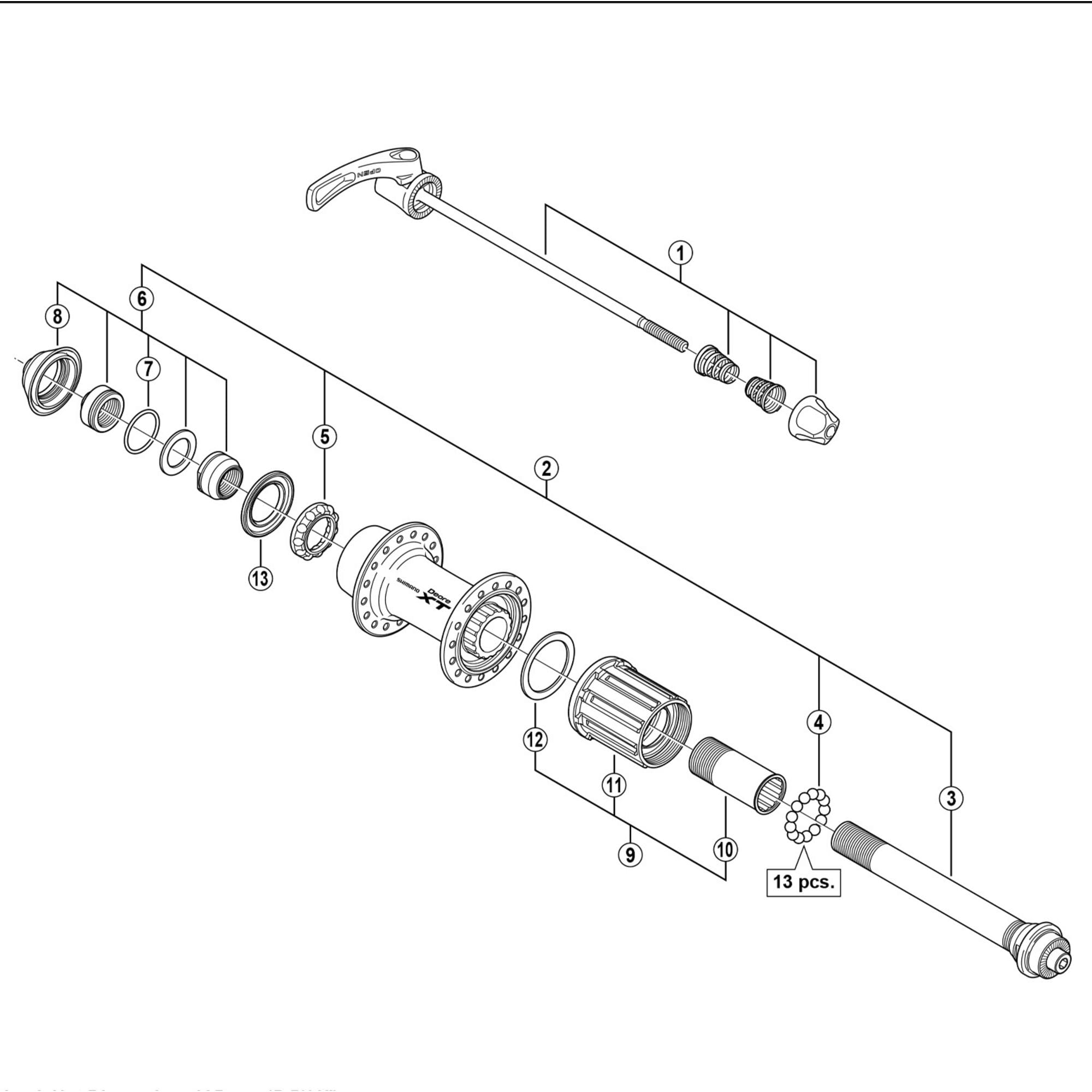 Shimano Spares M770 complete hub axle