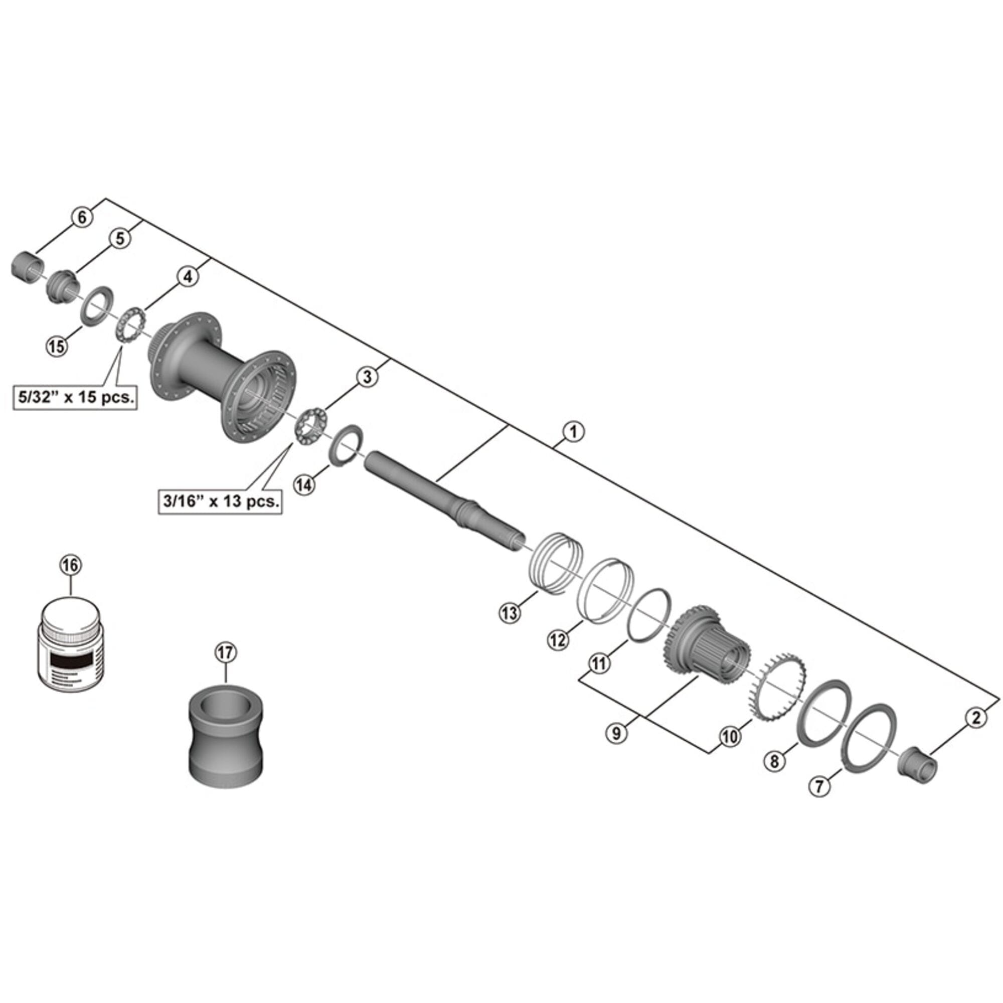 Shimano Spares B complete hub axle, 157 mm