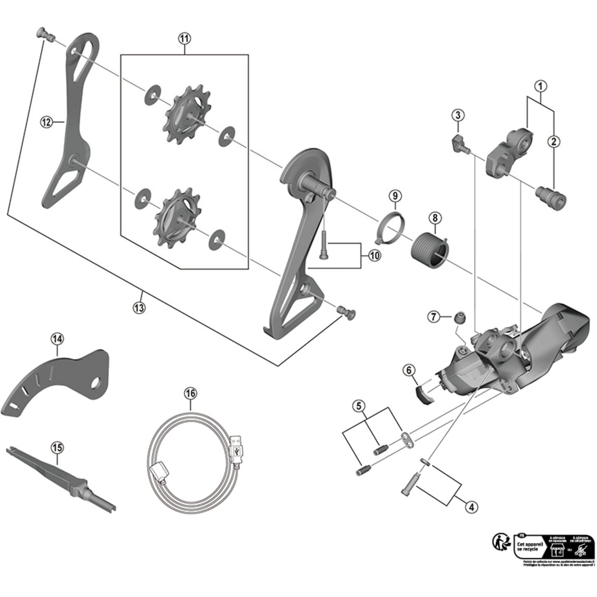 Shimano Spares R9250 bracket axle unit for normal type