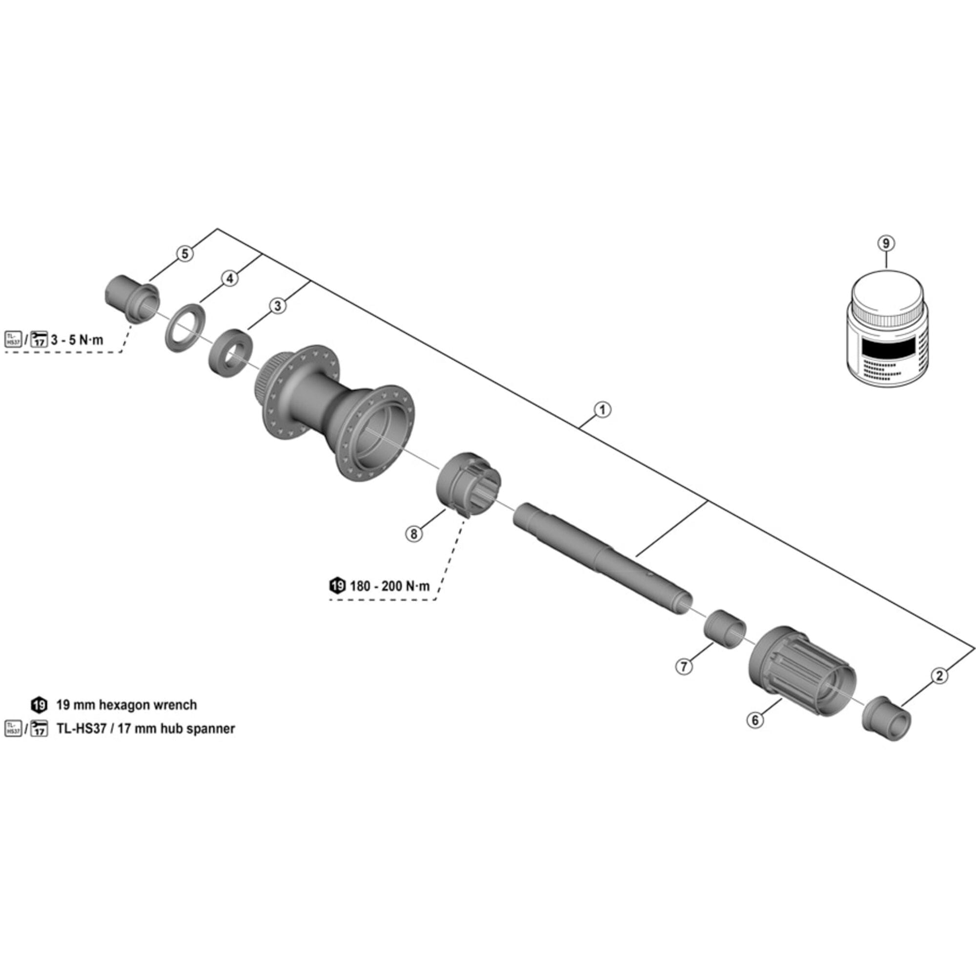 Shimano Spares B/HM | Power2CycleB complete axle