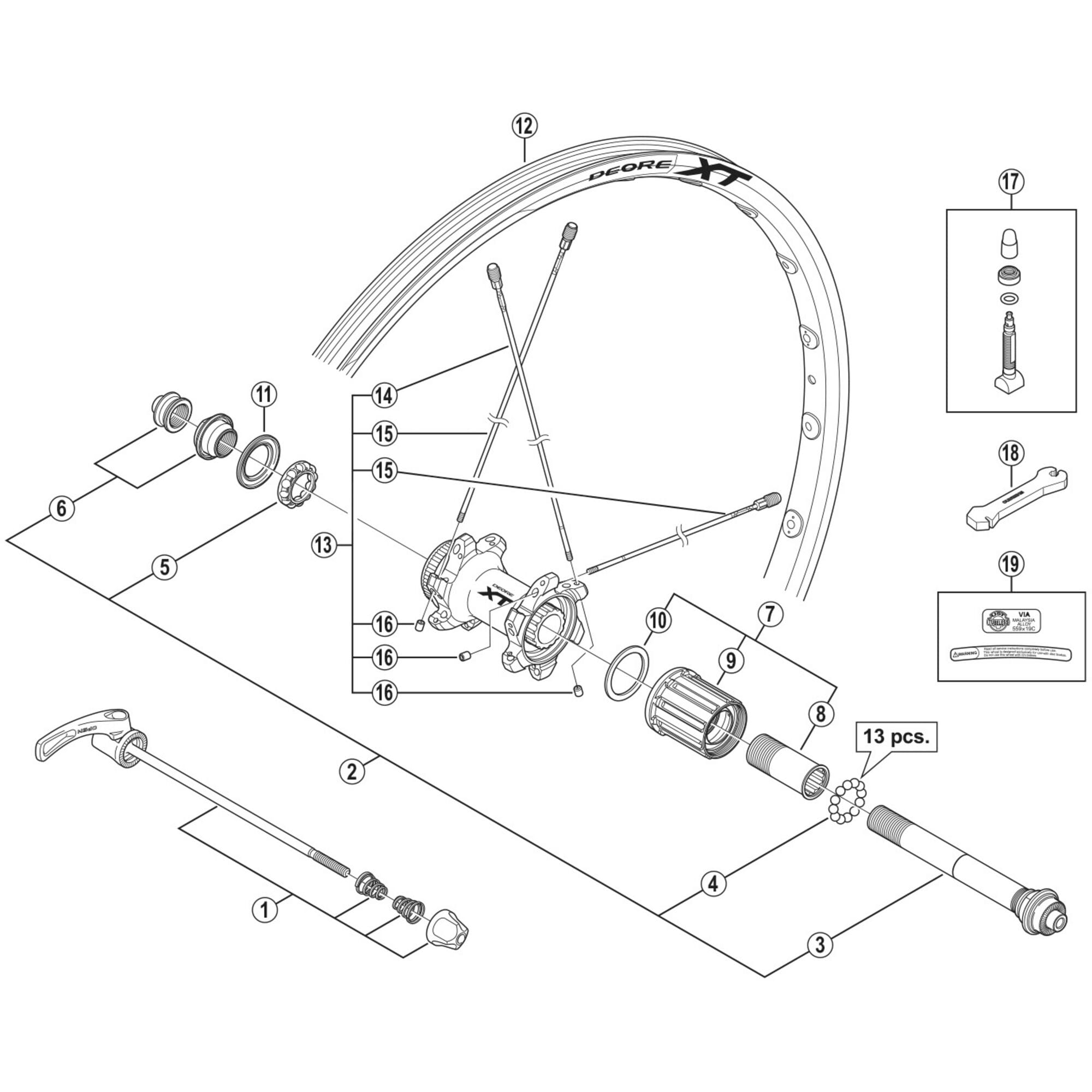 Shimano Spares M785 spoke, 285 mm with plug and washer