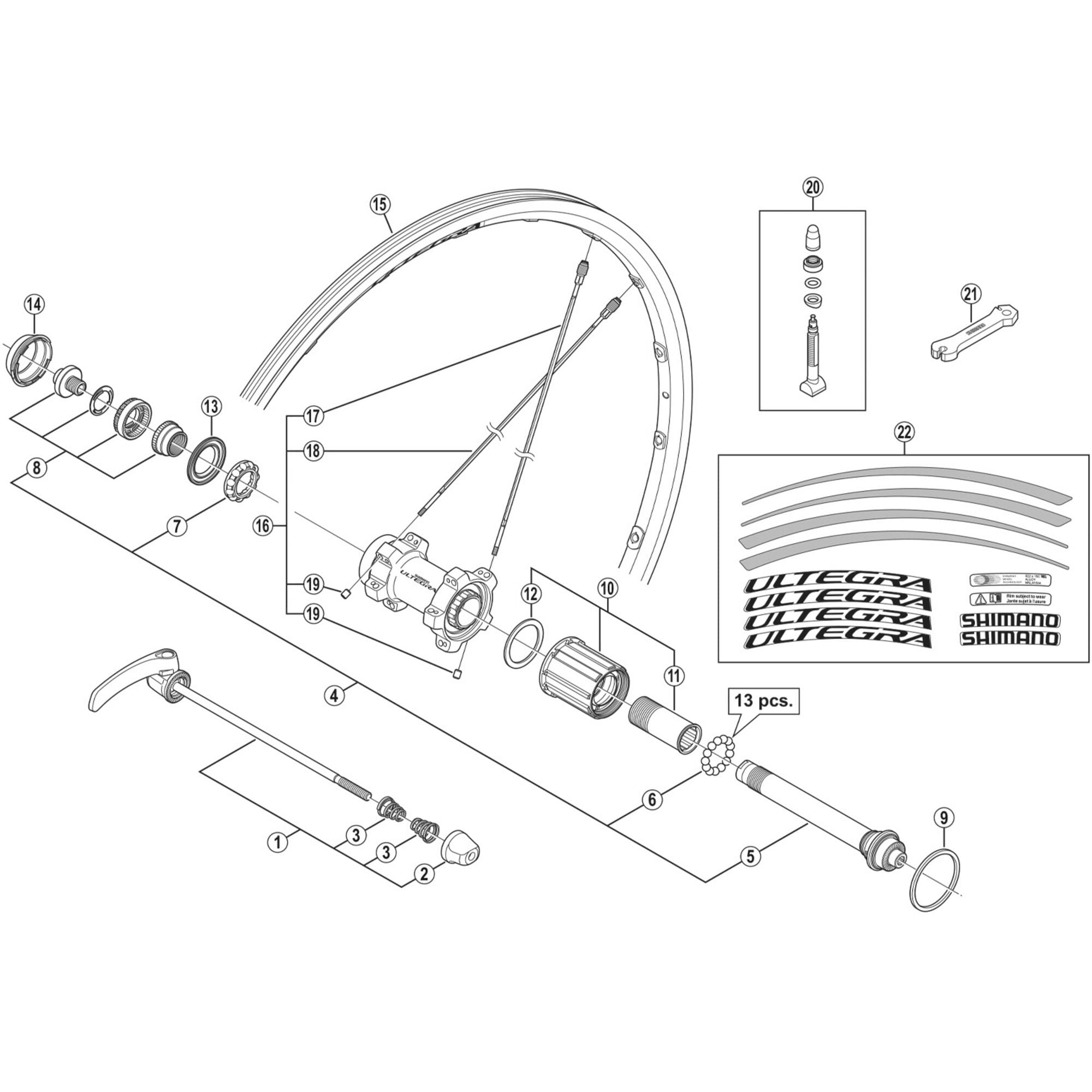 Shimano Spares R right hand spoke, 303 mm with plug and washer