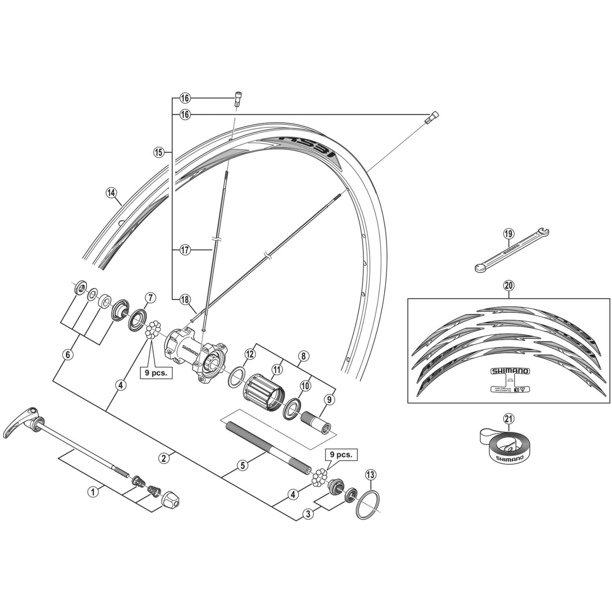 Shimano Spares R left hand spoke 299 mm