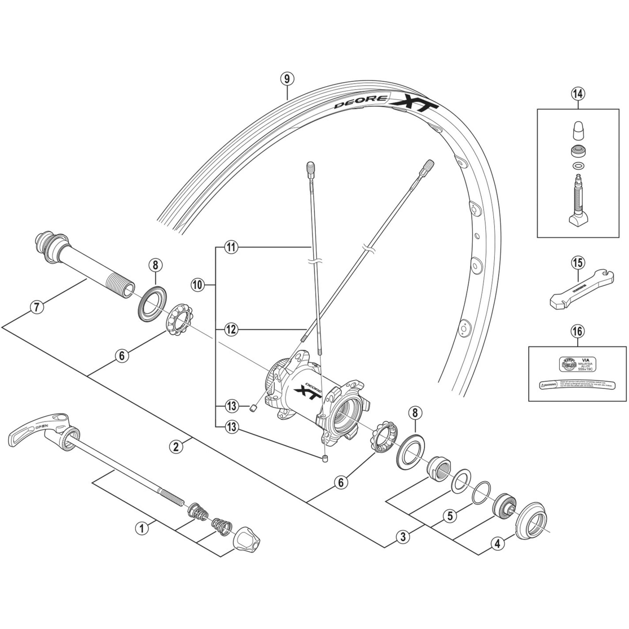 Shimano Spares 29 left hand spoke, 299 mm with plug and washer