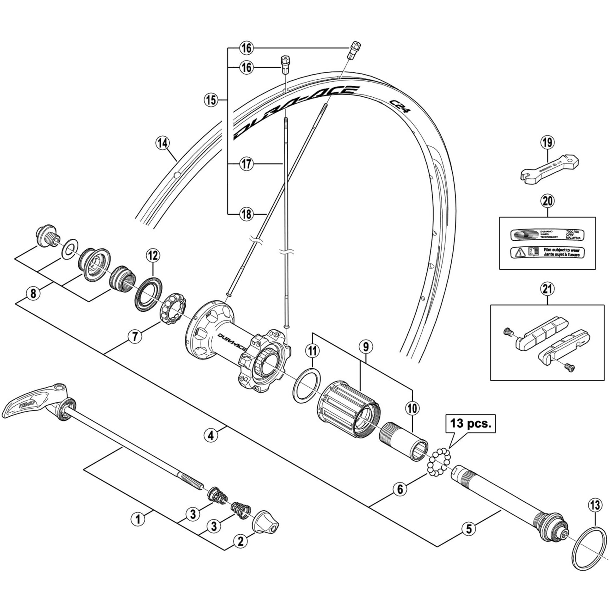 Shimano Spares R right hand spoke, 304 mm