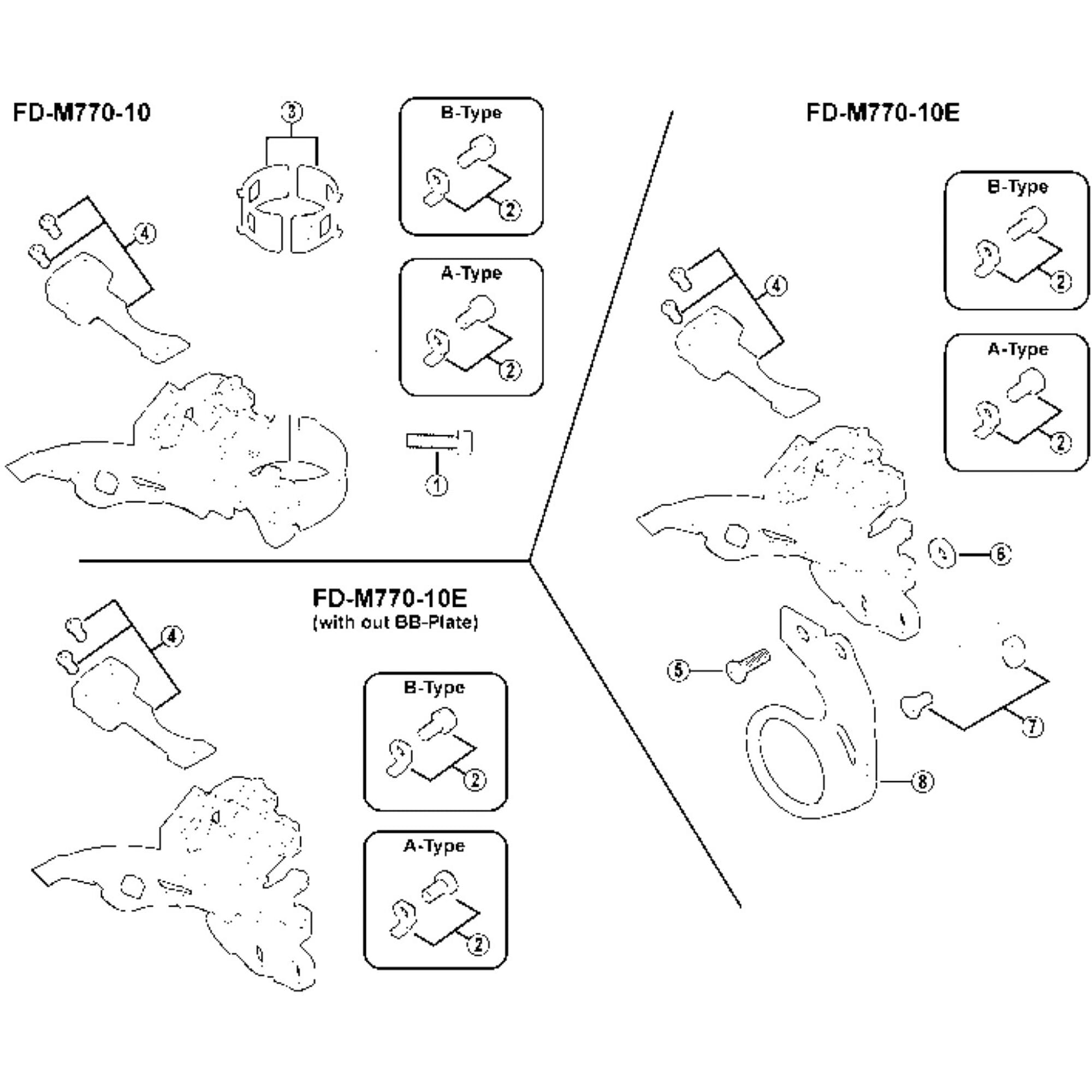 Shimano Spares 10 stroke adjust screws and plate, M4 x 8.2 mm