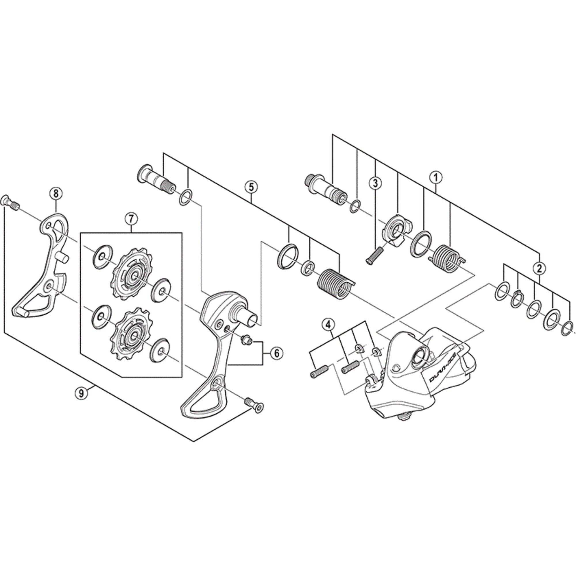 Shimano Spares 9070 plate axle assembly
