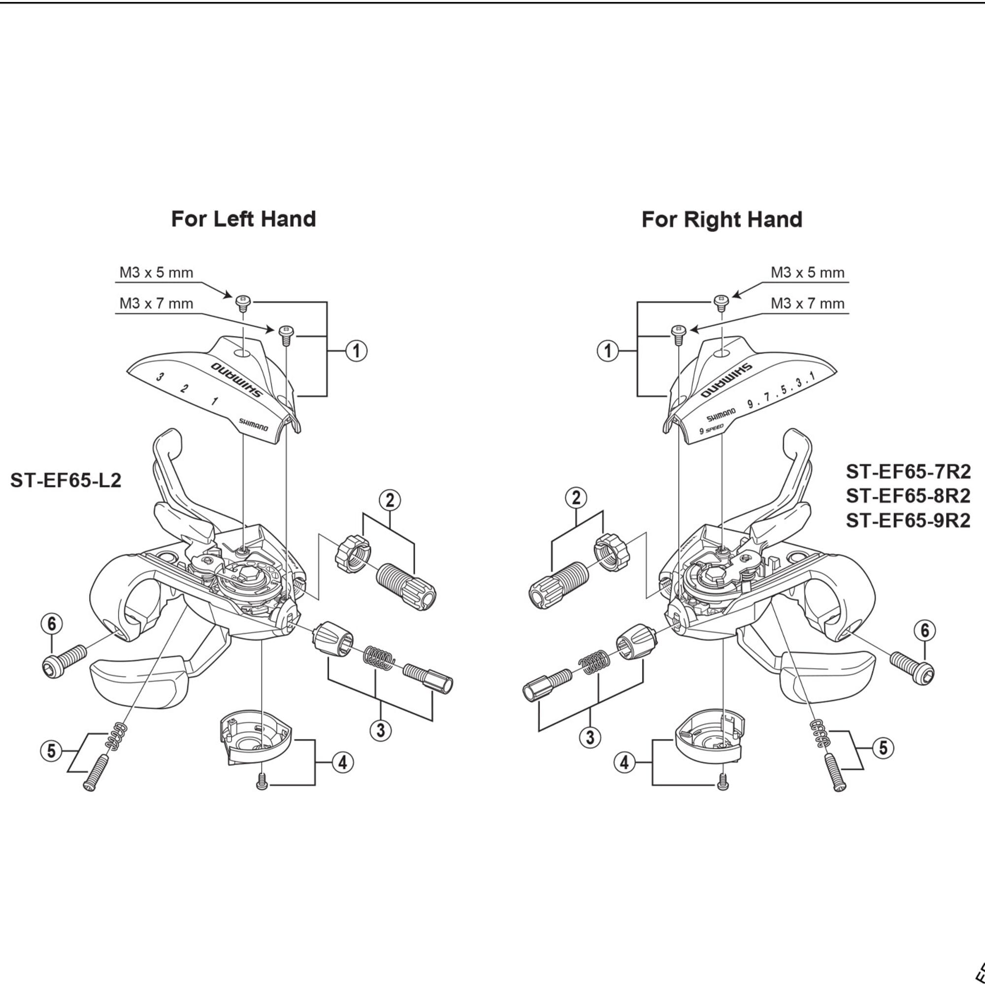 Shimano Spares EF65 upper cover with fixing screws for left hand, black