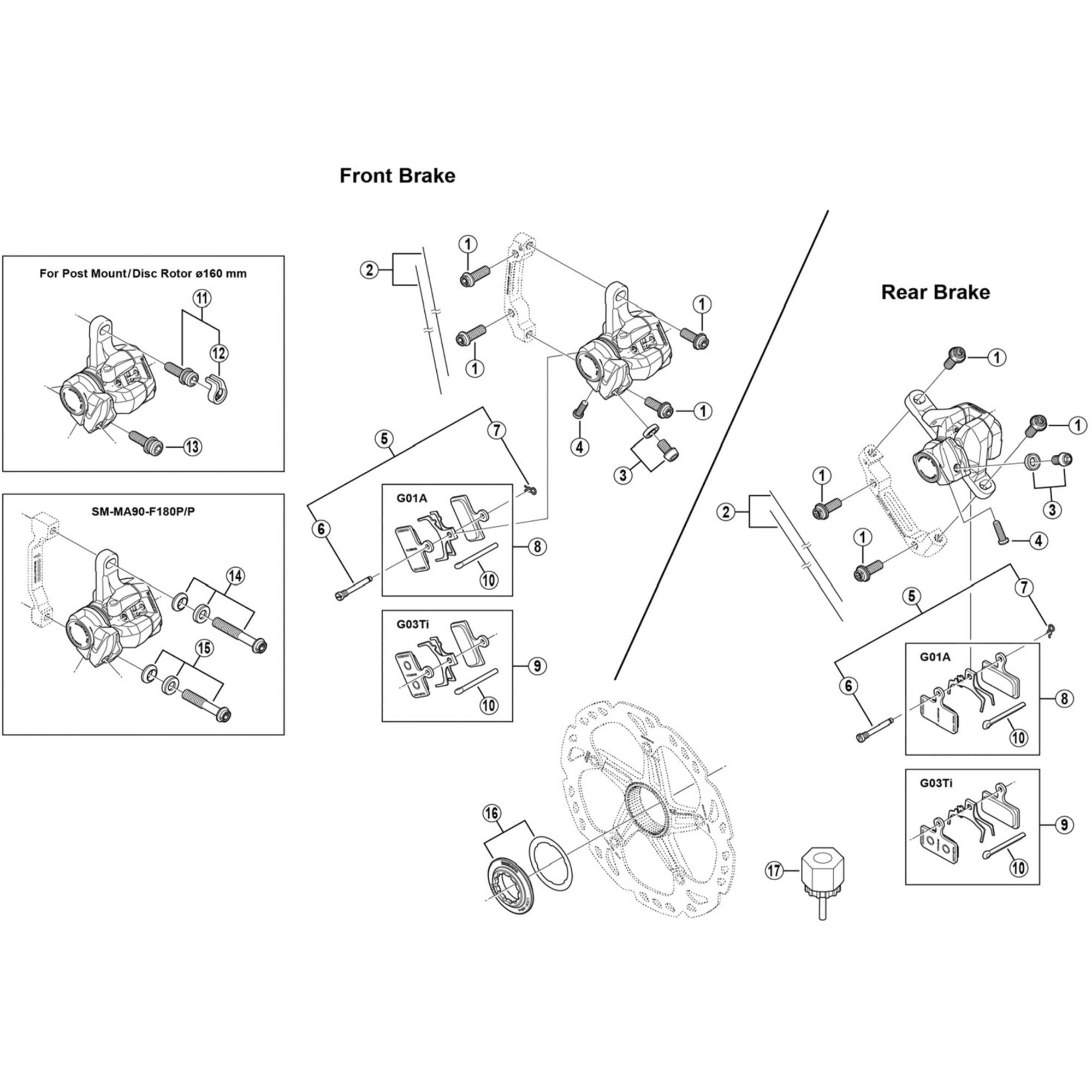 Shimano Spares CX75 pad axle and snap retainer