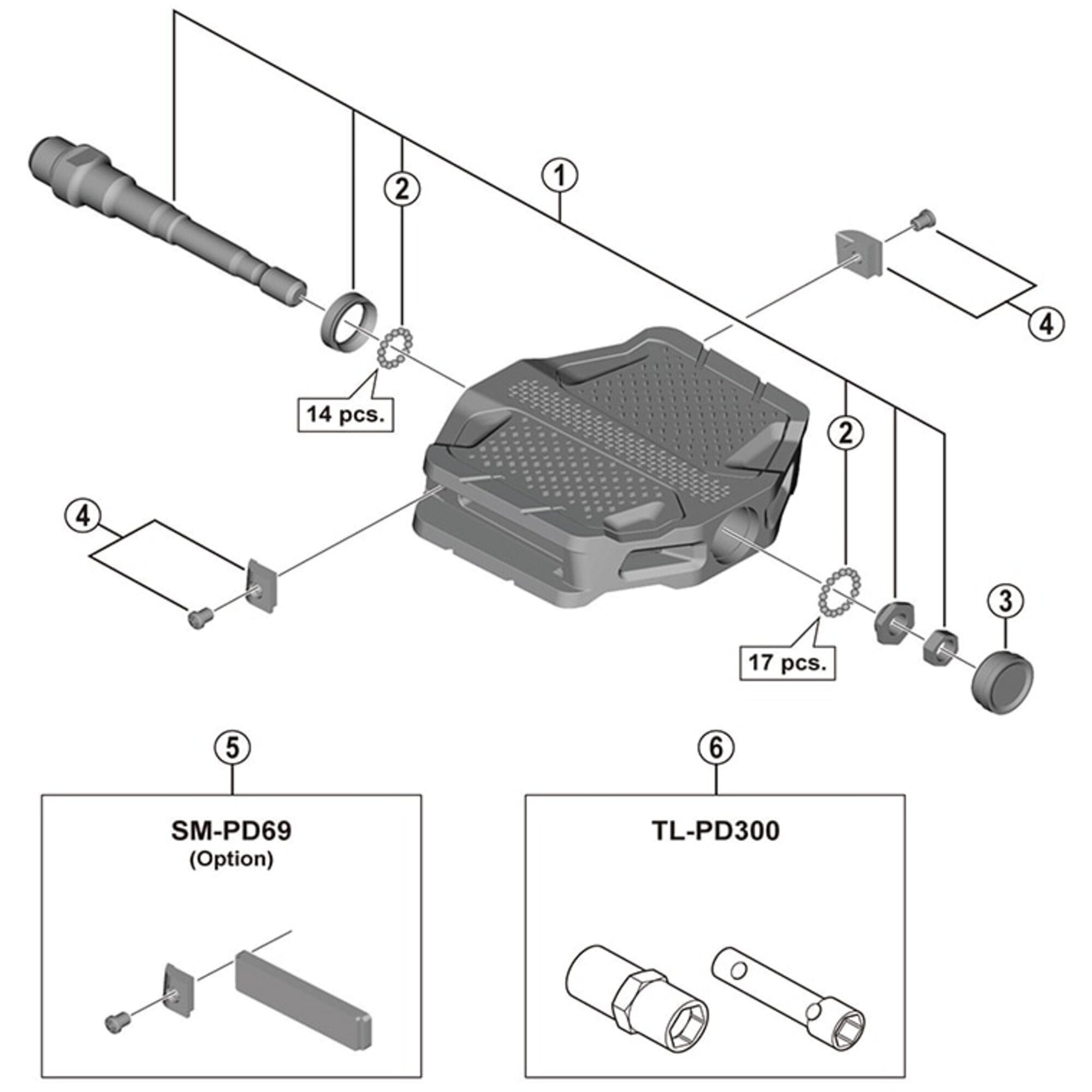 Shimano Spares EF202 pedal axle assembly, right hand