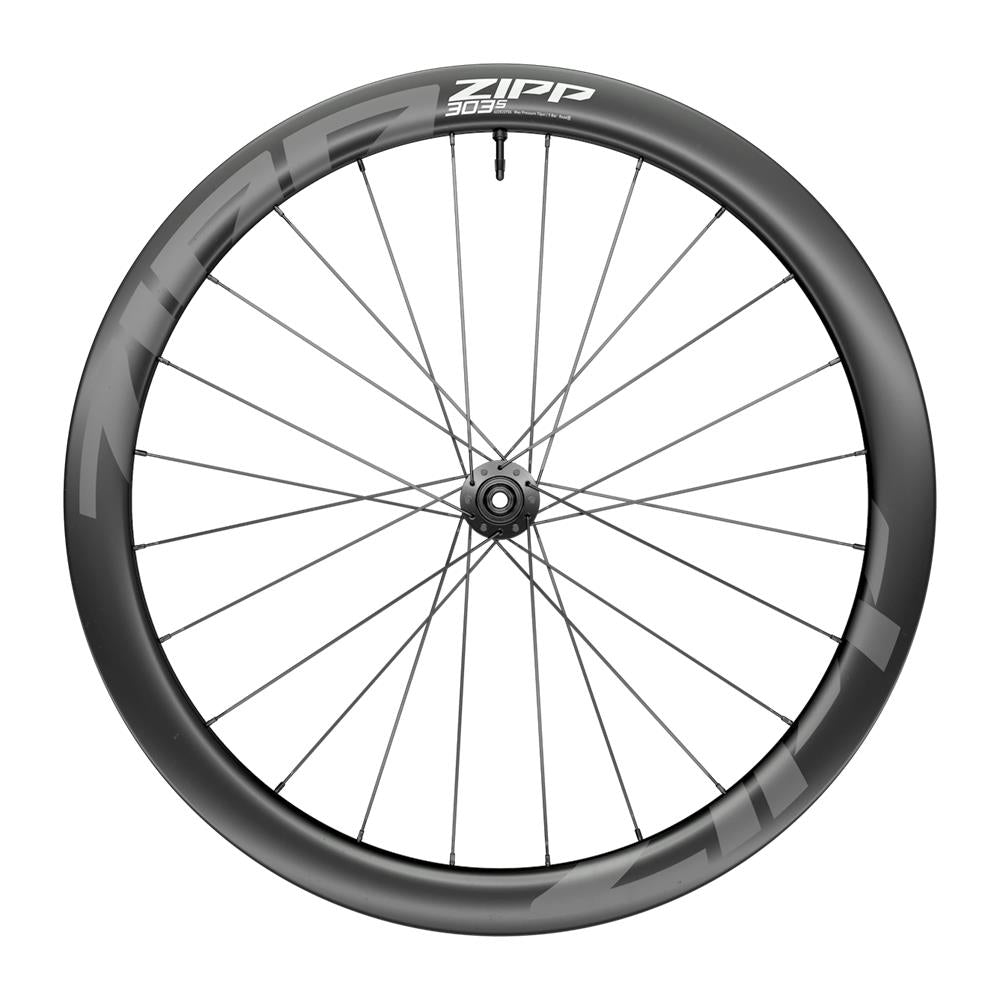 Zipp 303 S Carbon Tubeless Disc Brake Center Locking 700c Front 24Spokes 12x100mm Standard Graphic A1 | Power2Cycle BLACK 700C