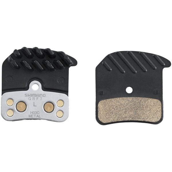 Shimano MF disc pads and spring, metal sintered, alloy/stainless back, cooling fins