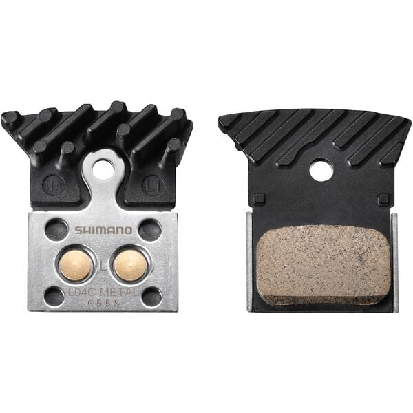 Shimano MF disc pads and spring, metal sintered, alloy/stainless back, cooling fins