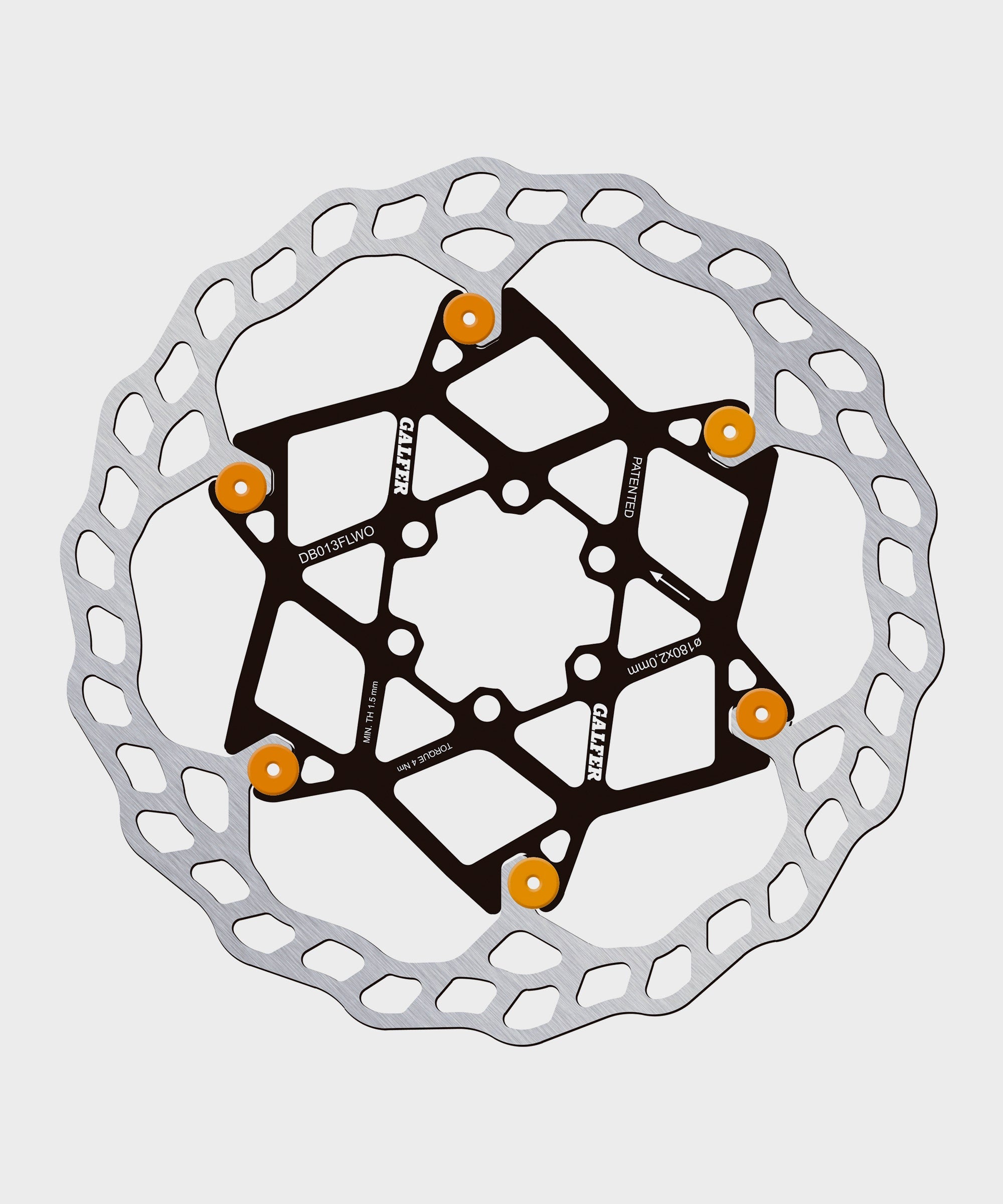 Galfer Wave Floating Disc Rotor  | Power2Cycle 6 Bolt  | Power2Cycle 180 x 2.0mm  | Power2Cycle Orange Pins