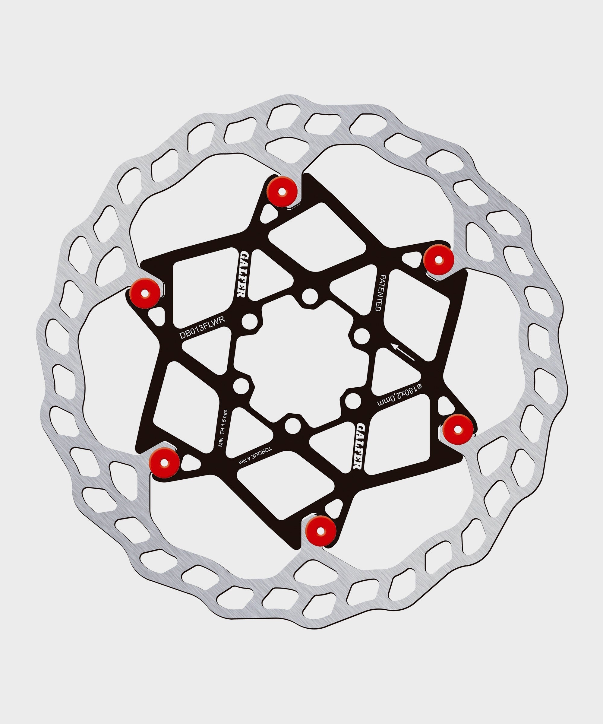 Galfer Wave Floating Disc Rotor  | Power2Cycle 6 Bolt  | Power2Cycle 180 x 2.0mm  | Power2Cycle Red Pins