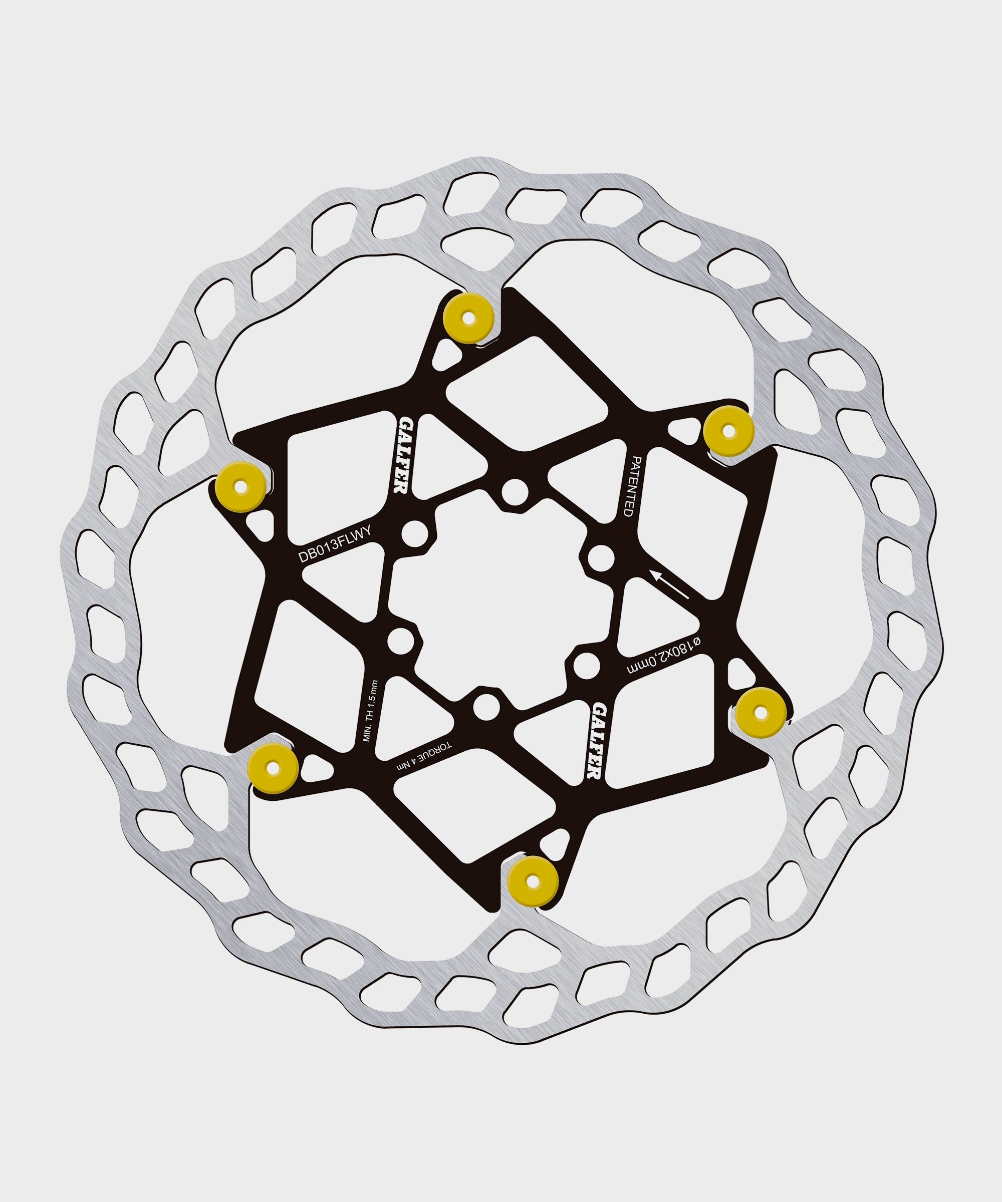 Galfer Wave Floating Disc Rotor  | Power2Cycle 6 Bolt  | Power2Cycle 180 x 2.0mm  | Power2Cycle Gold Pins