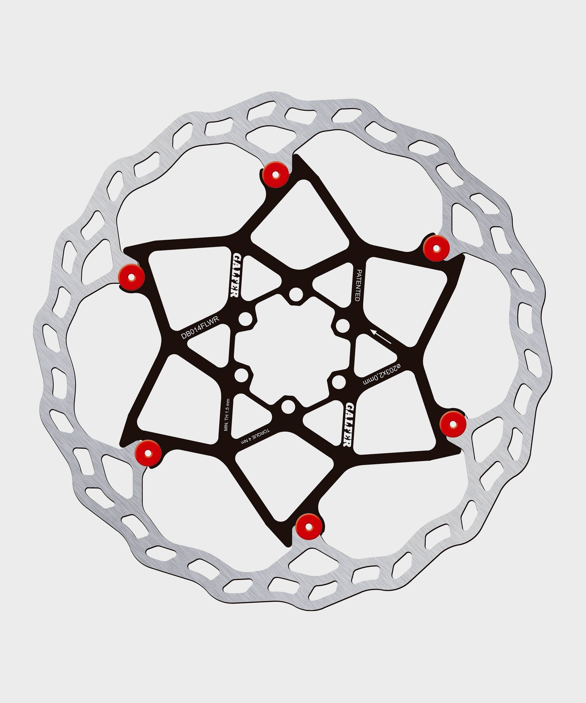 Galfer Wave Floating Disc Rotor  | Power2Cycle 6 Bolt  | Power2Cycle 203 x 2.0mm  | Power2Cycle Red Pins