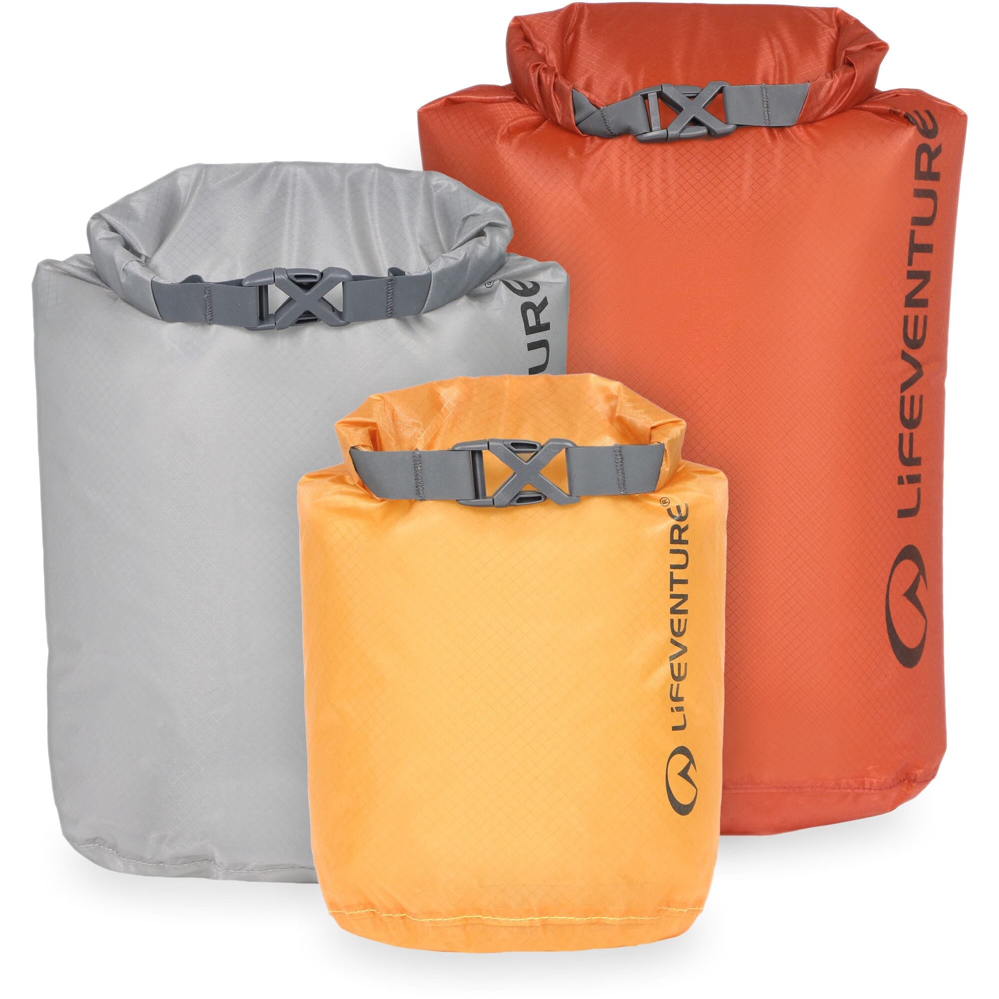 Lifeventure Ultralight DryBag Multipack (1L, 2L, 5L), Earth Tones