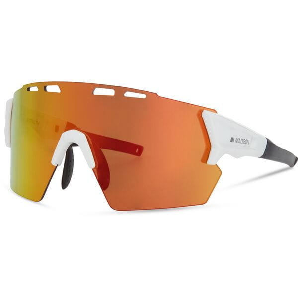Madison Eyewear Stealth Gloss White Sunglasses  | Power2Cycle 3 Lens Pack  | Power2Cycle Fire Mirror / Amber / Clear