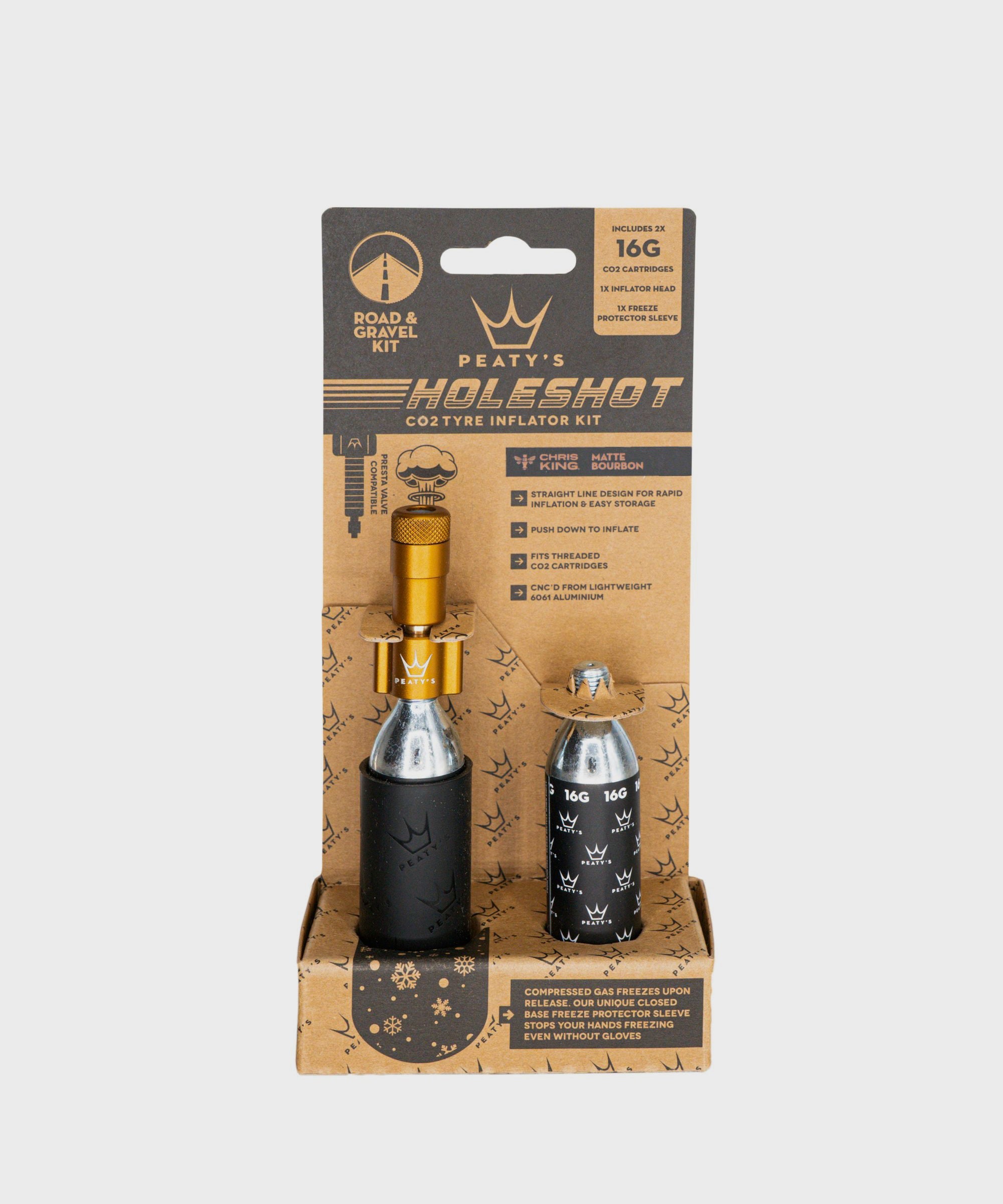 Peaty's Holeshot CO2 Tyre Inflator  | Power2Cycle Road and Gravel (16g)