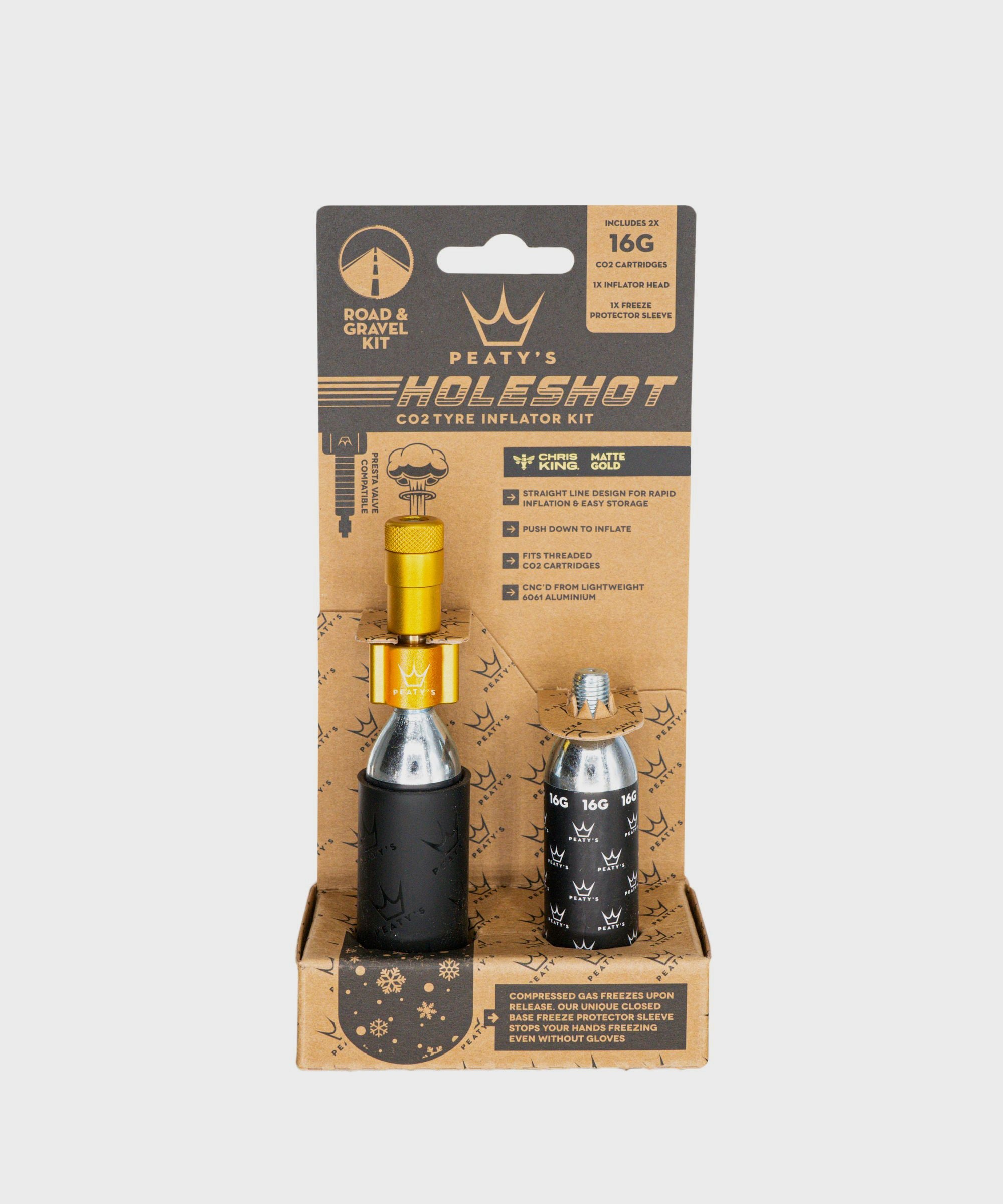 Peaty's Holeshot CO2 Tyre Inflator  | Power2Cycle Road and Gravel (16g)