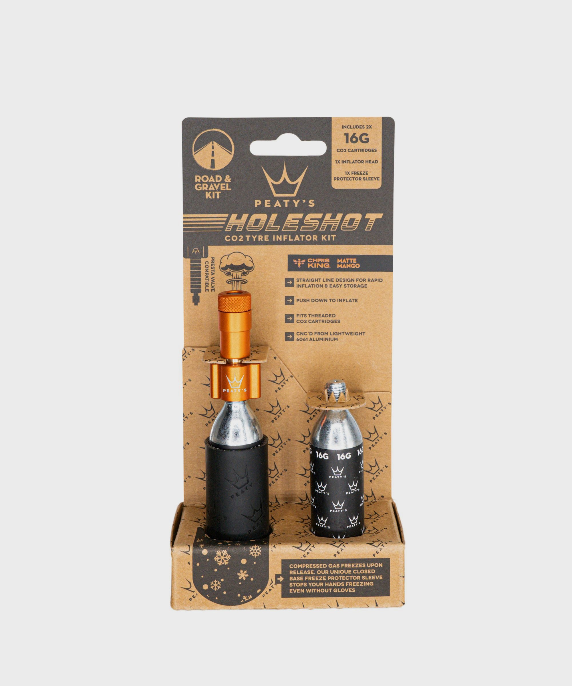 Peaty's Holeshot CO2 Tyre Inflator  | Power2Cycle Road and Gravel (16g)