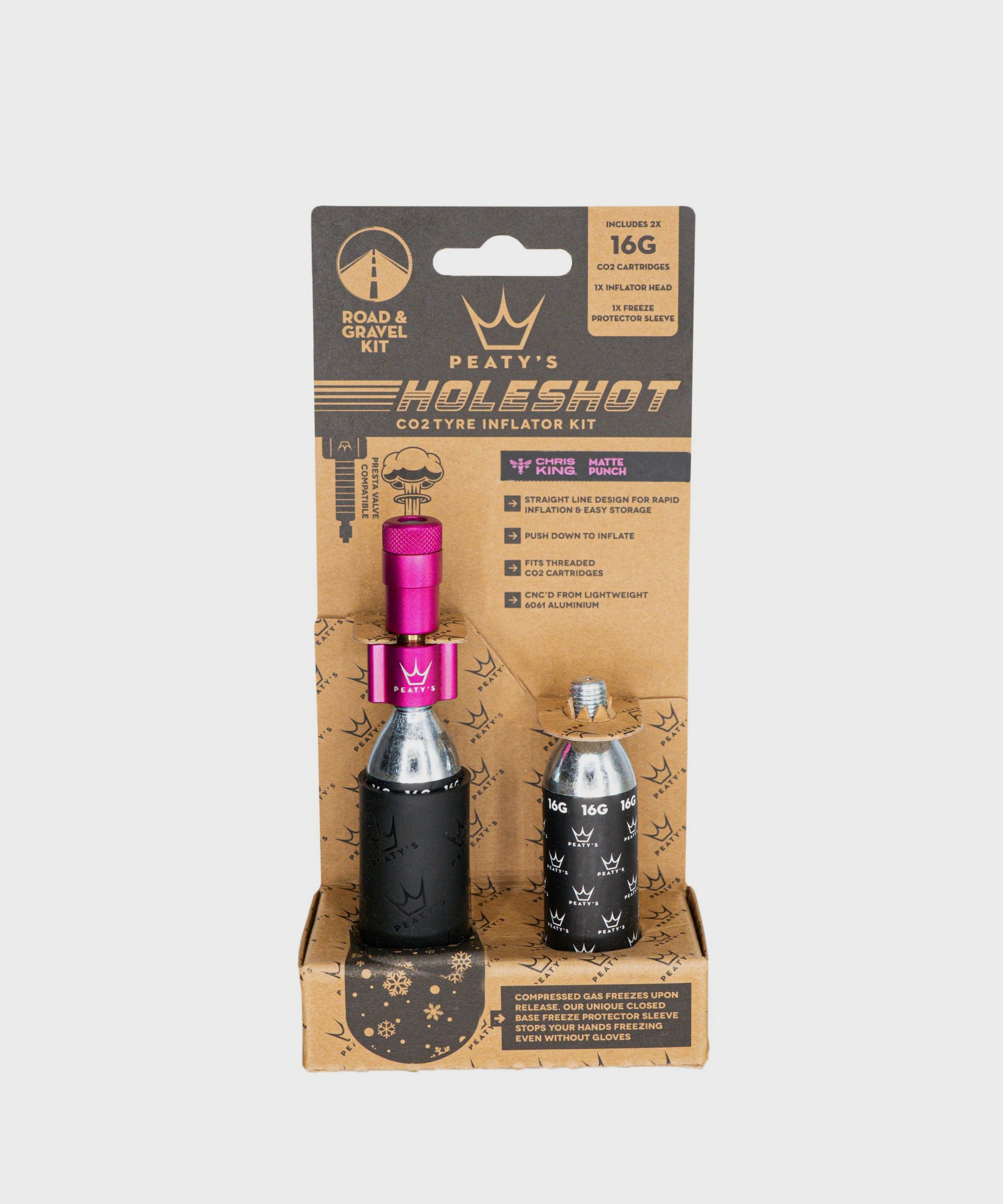 Peaty's Holeshot CO2 Tyre Inflator  | Power2Cycle Road and Gravel (16g)