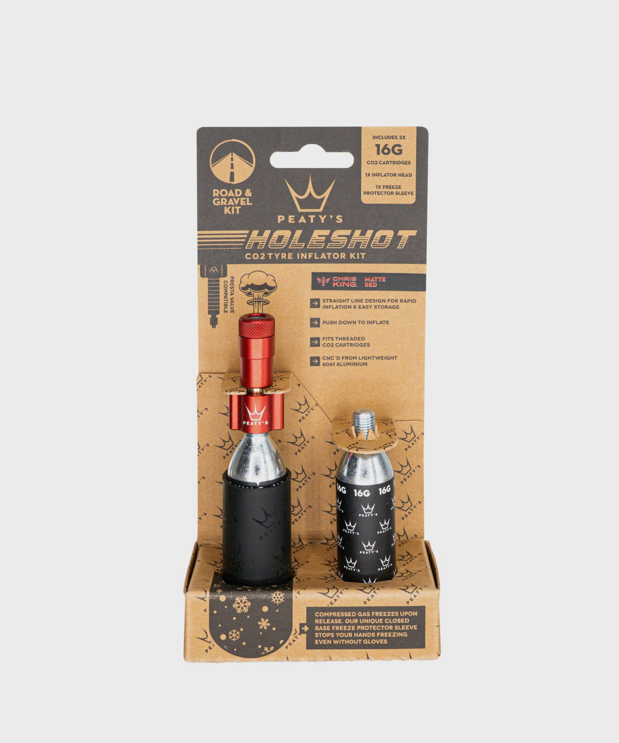 Peaty's Holeshot CO2 Tyre Inflator  | Power2Cycle Road and Gravel (16g)