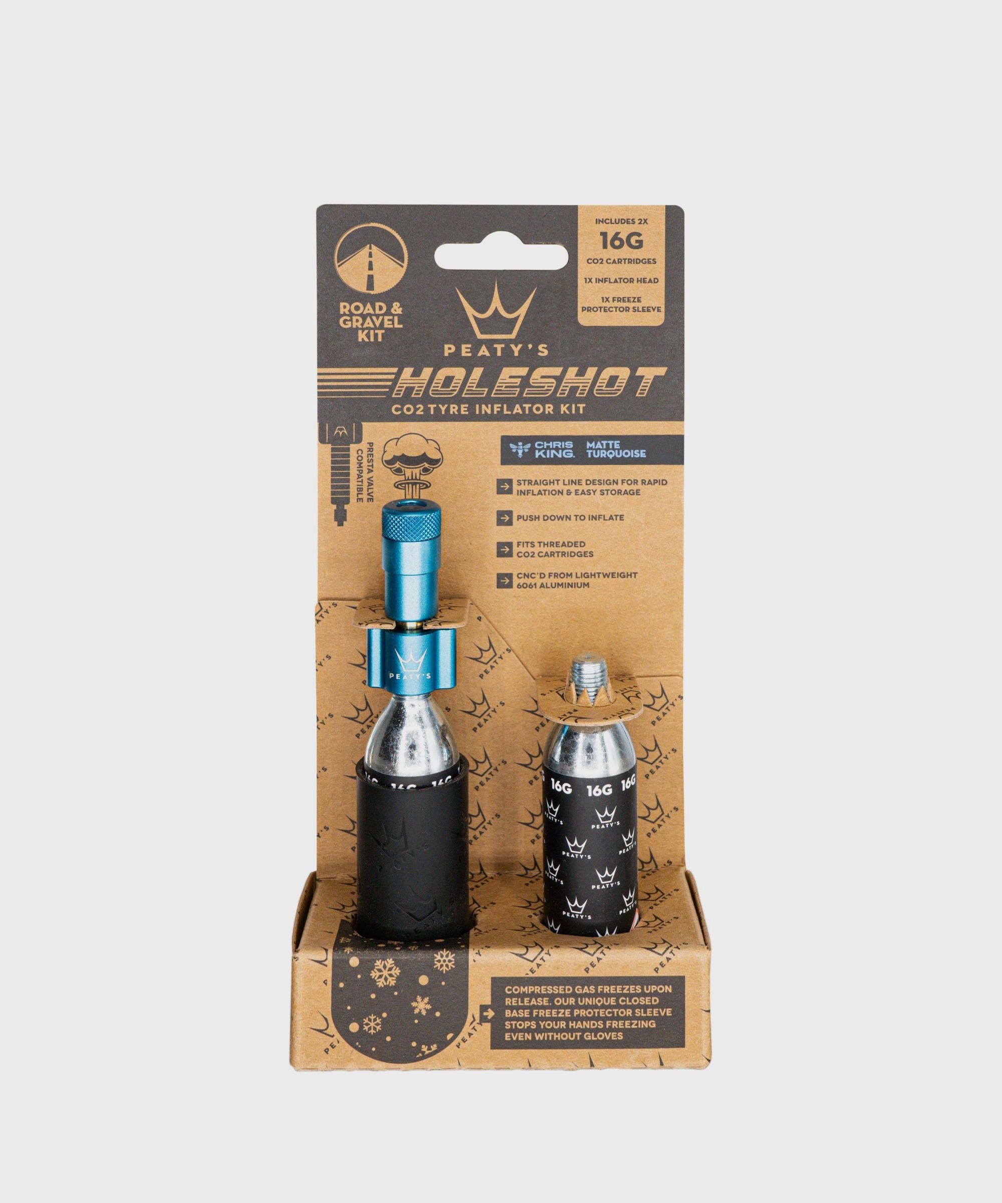 Peaty's Holeshot CO2 Tyre Inflator  | Power2Cycle Road and Gravel (16g)