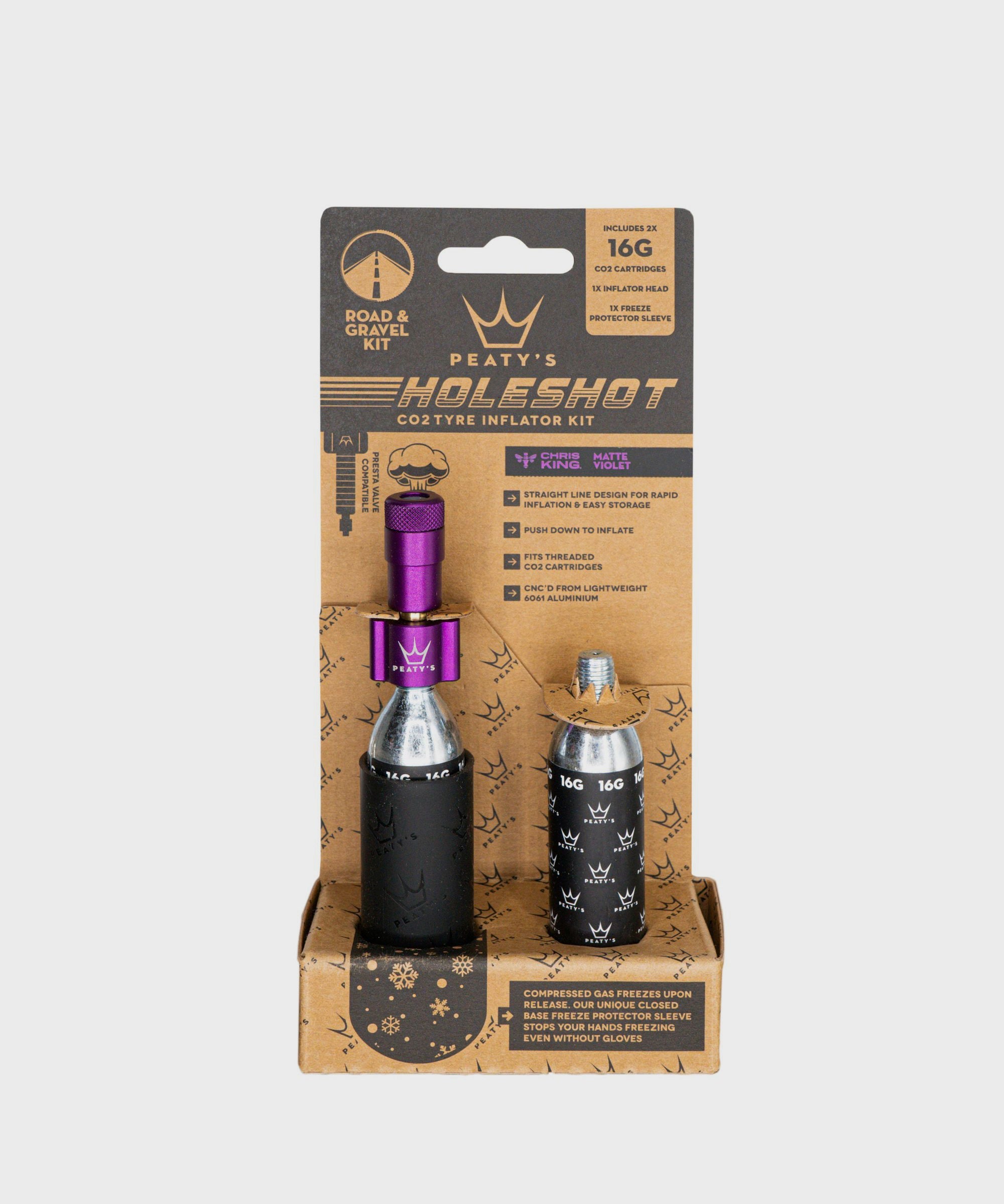 Peaty's Holeshot CO2 Tyre Inflator  | Power2Cycle Road and Gravel (16g)